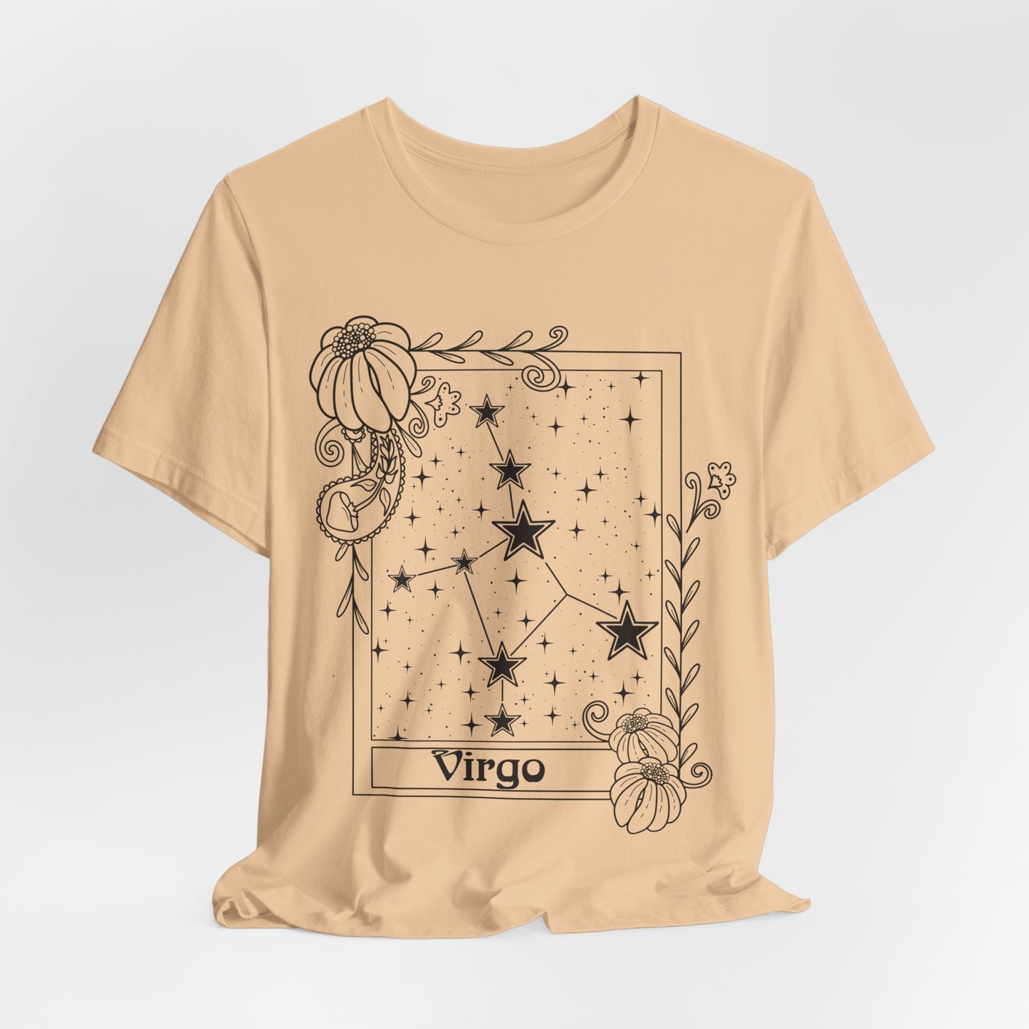 Virgo Constellation T-Shirt, Zodiac astrology top, Horoscope birthday gift Tee, Star sign tarot card design tshirt