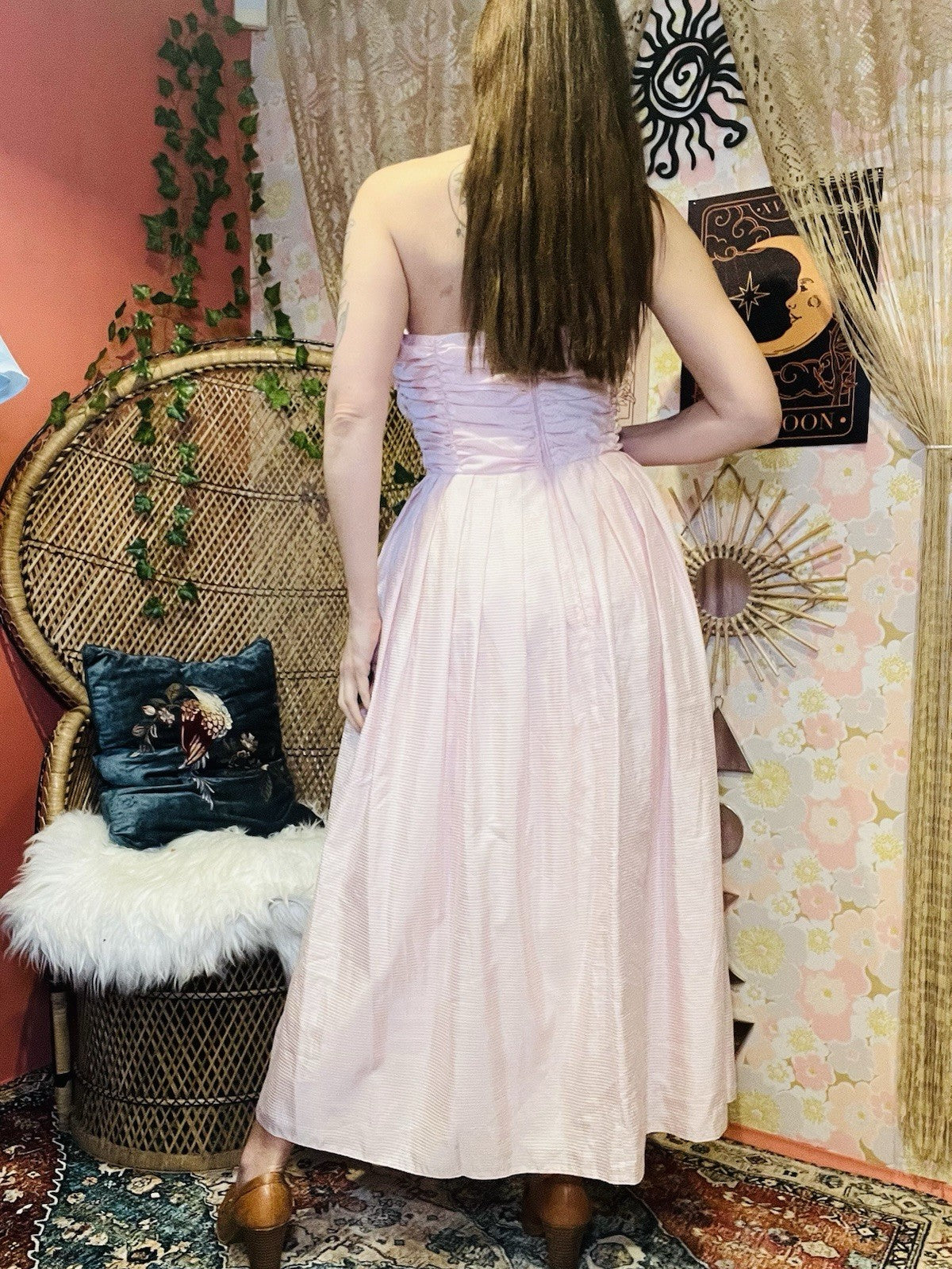 Vintage 90s Cocktail Dres Pink Size 14 1990s  Strapless Floaty Fairycore Ball