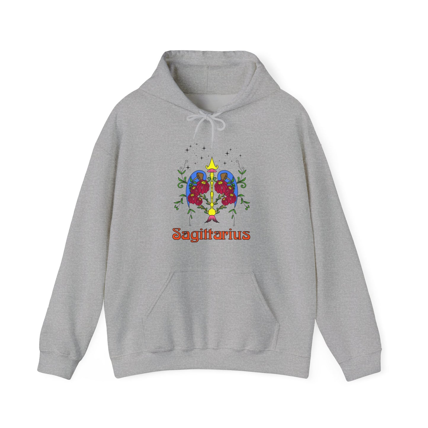 Sagittarius star sign Hoodie, Bow and arrow zodiac astrology Jumper, Horoscope birthday gift sweatshirt, Bold retro colourful Design top