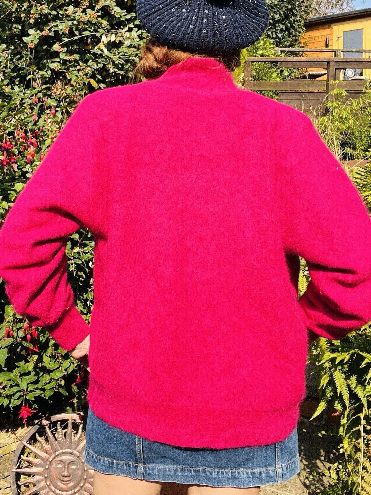Vintage 1980s Retro Cardigan Fluffy Woolly Knit 1980s Warm Winter Jumper Size M