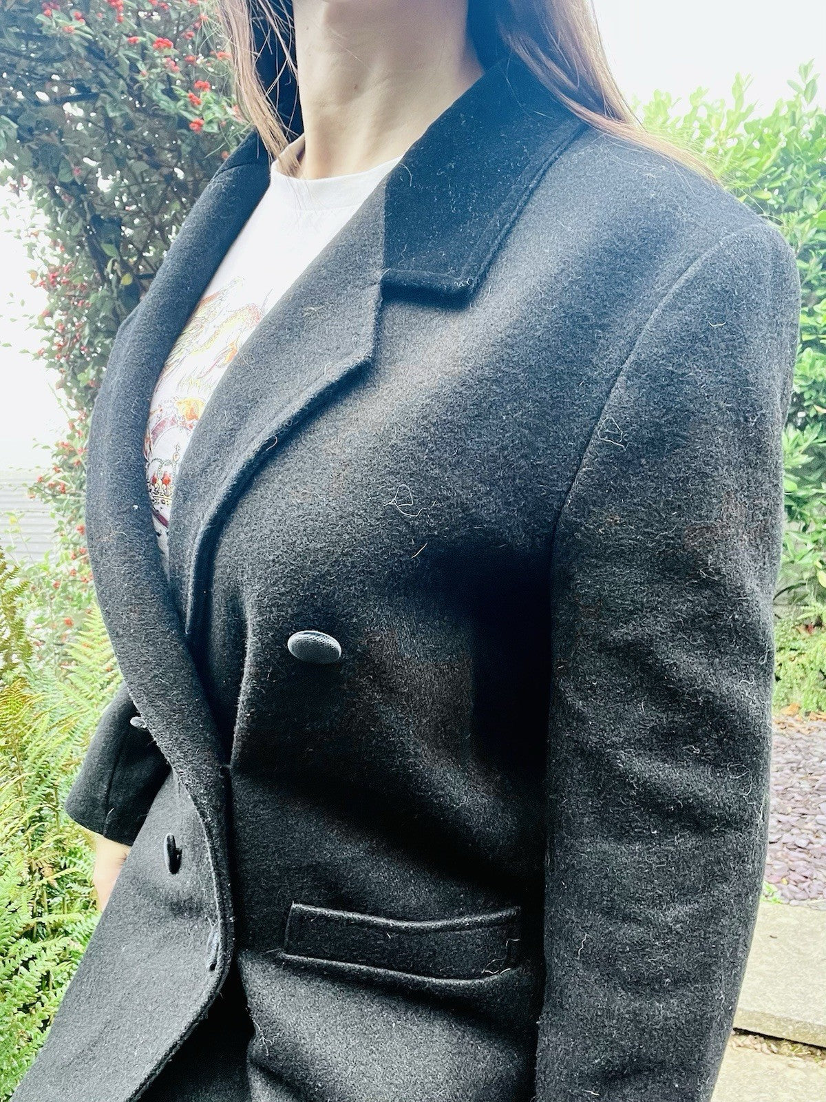 Vintage 70s Winter Coat By Etam Warm Black Jacket With Velvet Collar Size 14