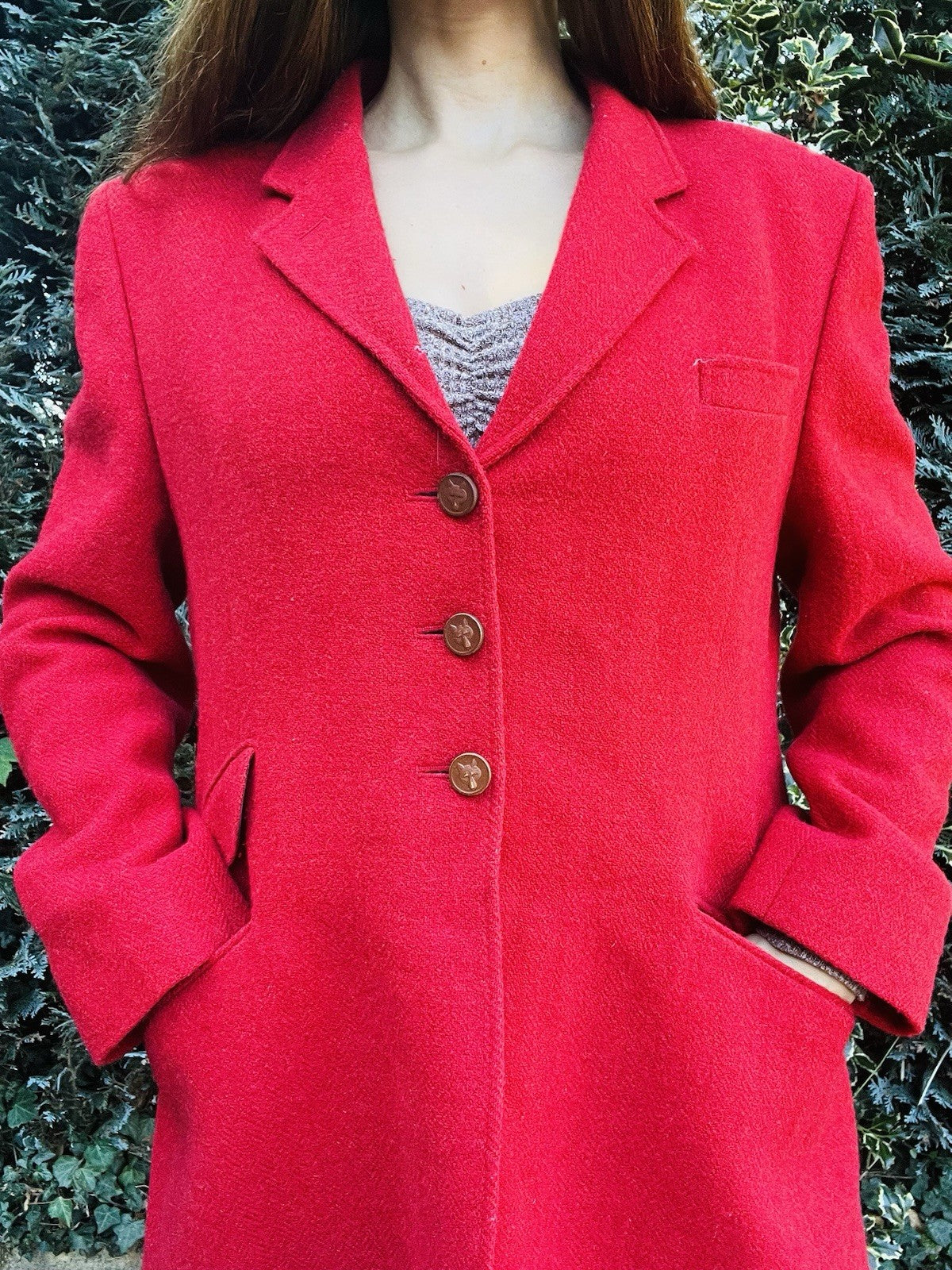 Vintage Y2K Designer Coat By Daks, 100% Wool Rare Limited Edition Red Jacket  16