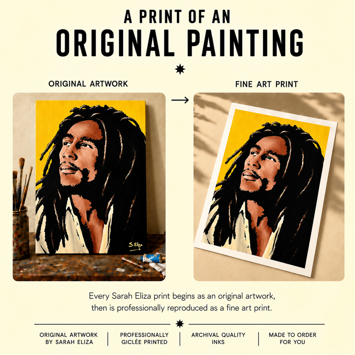 Bob Marley - Retro 70s Graphic Pop Art Portrait Print
