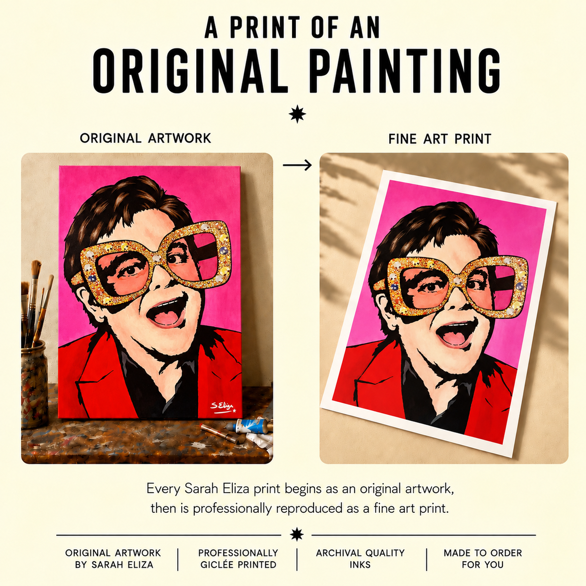 Elton John - Retro 70s Graphic Pop Art Portrait Print