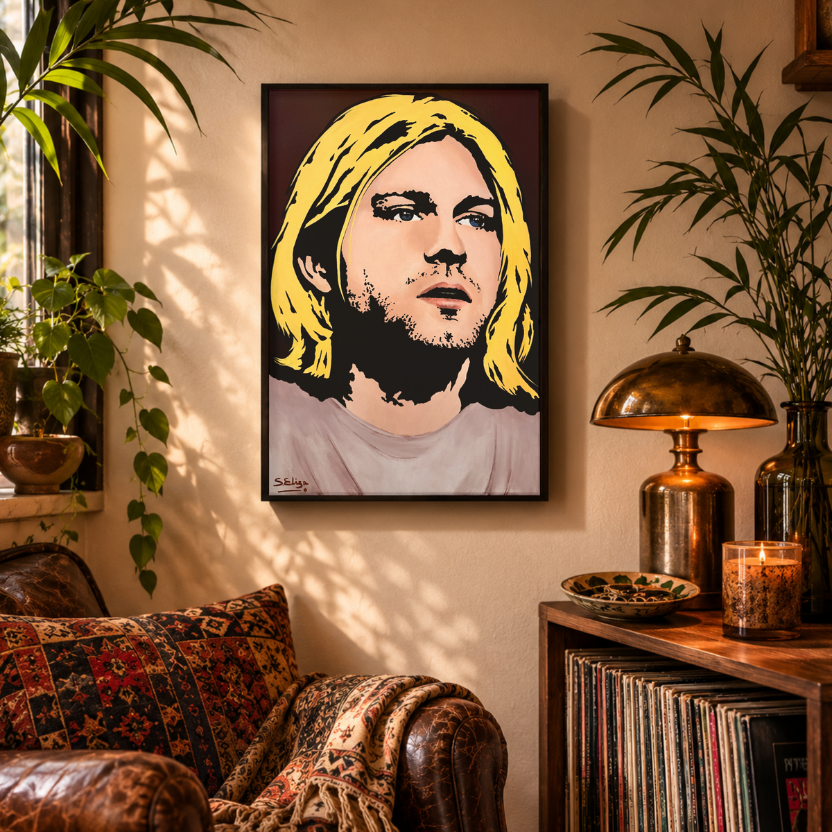 Kurt Cobain - Retro 90s Graphic Pop Art Portrait Print