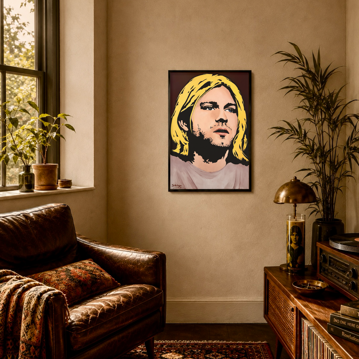 Kurt Cobain - Retro 90s Graphic Pop Art Portrait Print