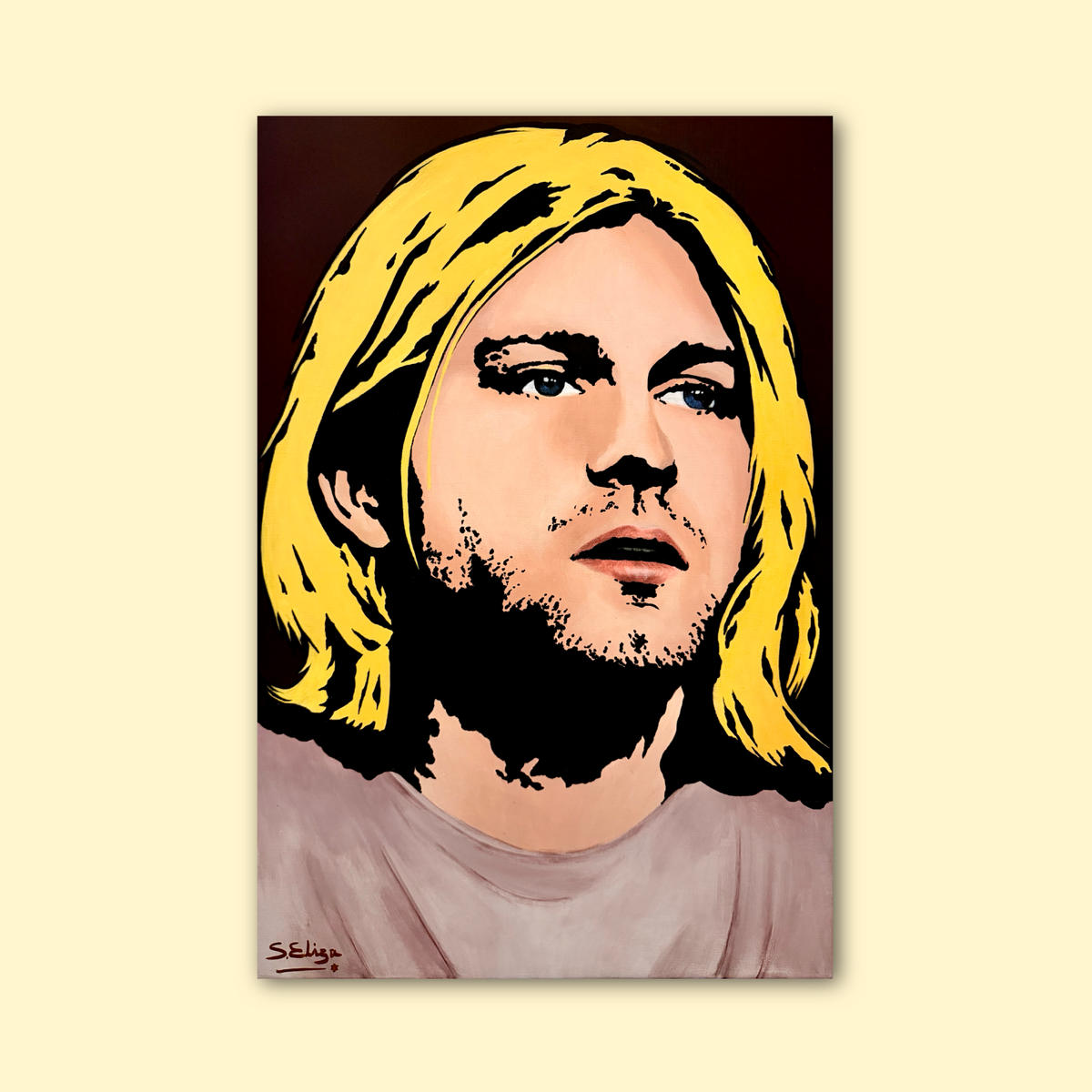 Kurt Cobain - Retro 90s Graphic Pop Art Portrait Print