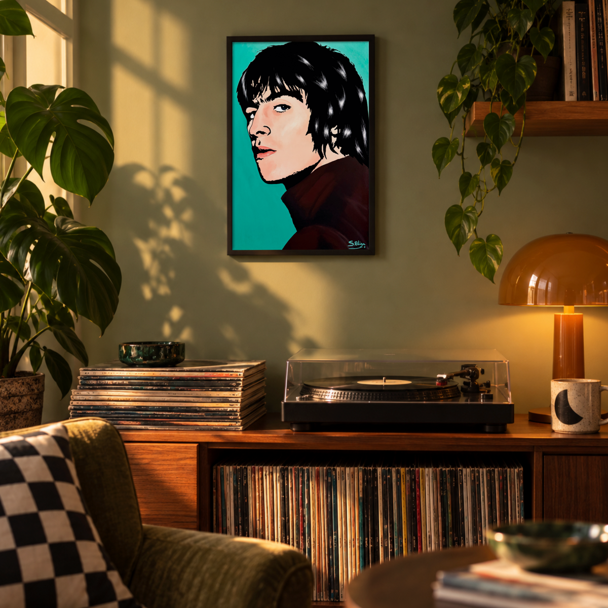 Liam Gallagher - Retro 90s Graphic Pop Art Portrait Print