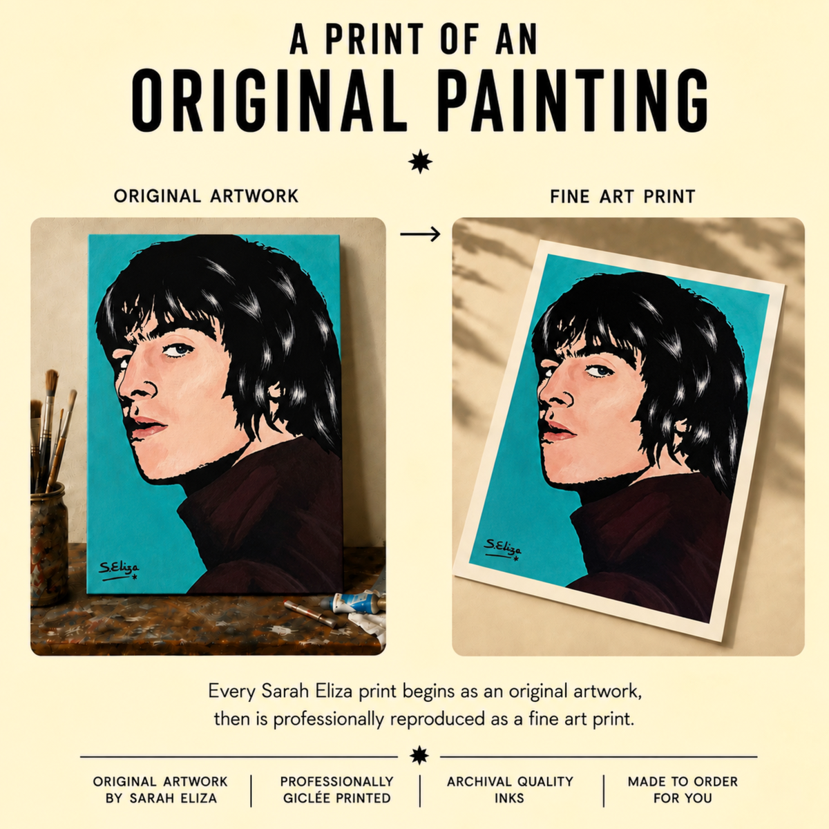 Liam Gallagher - Retro 90s Graphic Pop Art Portrait Print