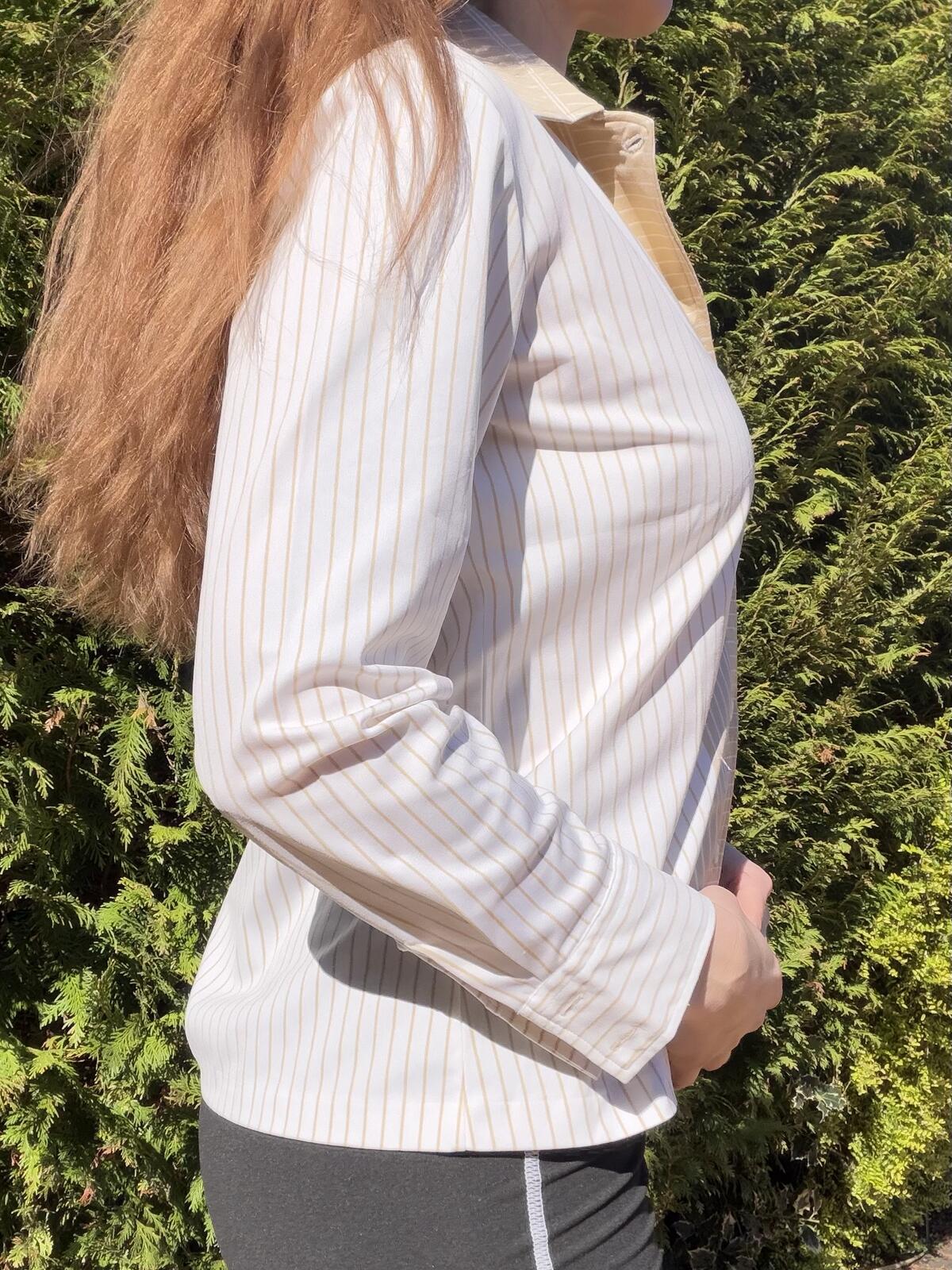 Vintage 1970s Striped Shirt Button Up Long Sleeve Retro Blouse Size 14