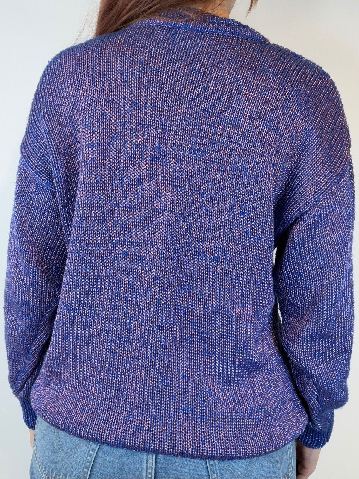 Vintage 1980s Knitted Jumper Cable Knit Sweater Blue Size 14 by Canda