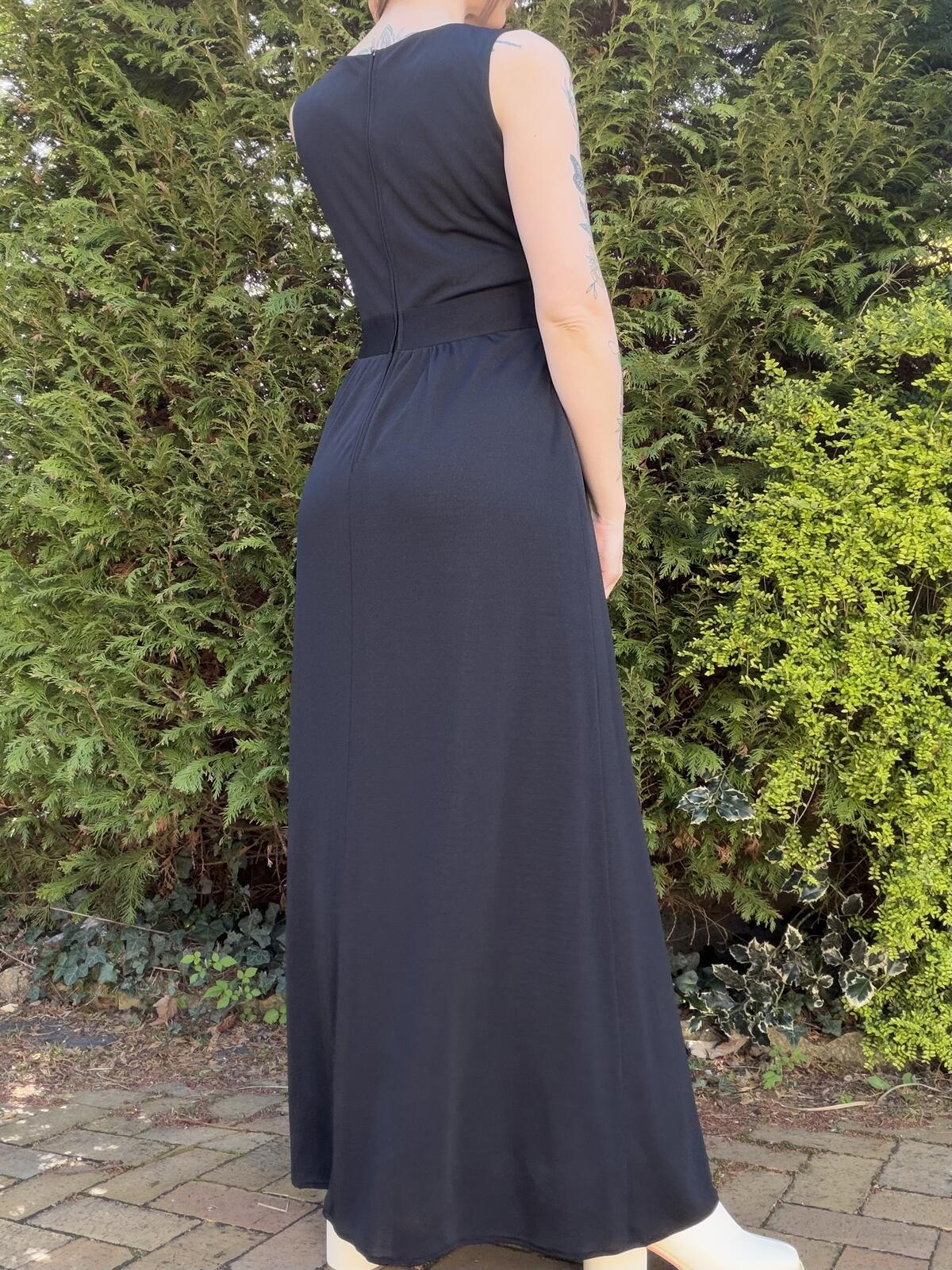 Vintage 1980s Cocktail Dress Size 12 Black and White Long Maxi Dress