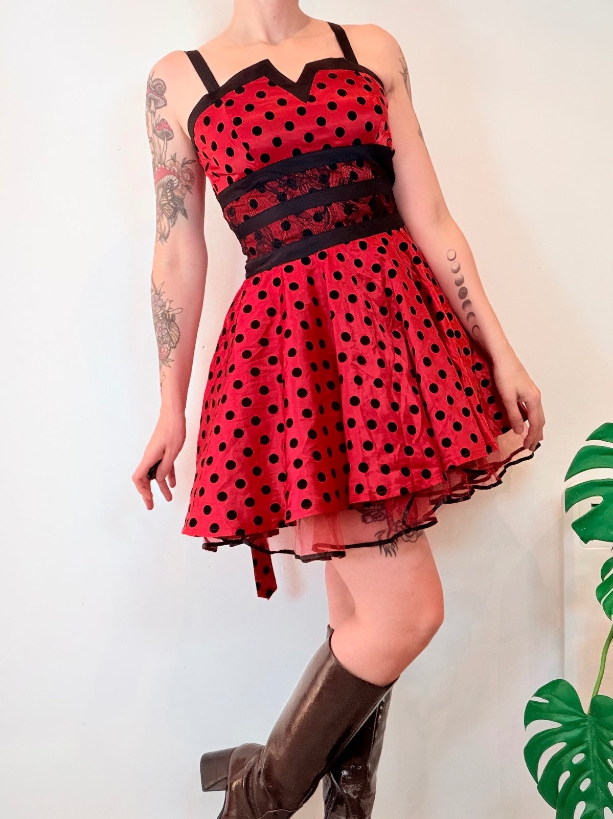 Jawbreaker Dress Red Polka Dot Fit and Flare Rockabilly 50s Style Dress Size 8