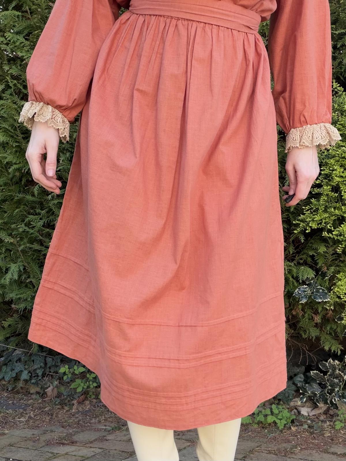 Vintage 1980s Shirt Dress Long Sleeve Midi Dress with Lace Trim Size 16 to 18