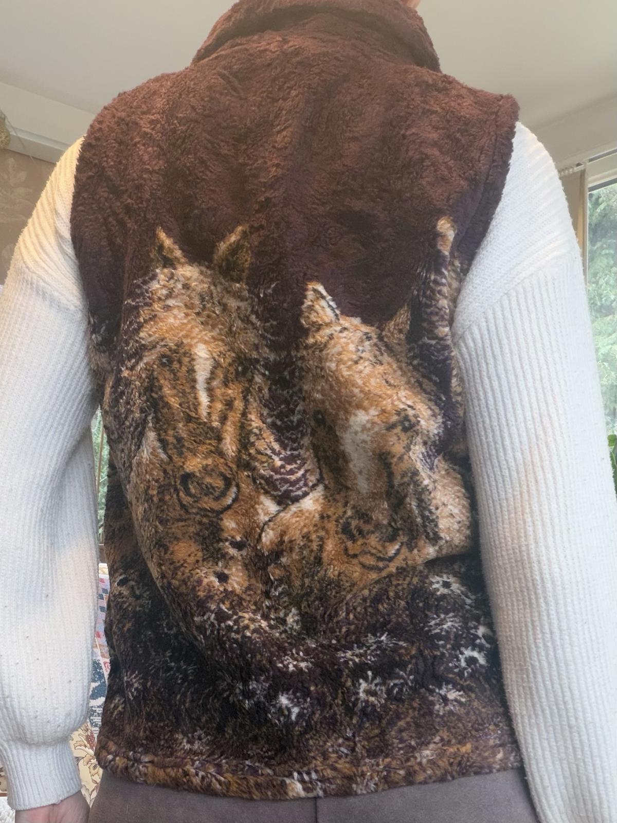Vintage 1990s fleece vest by Mazmania S Horse Print button up gilet bodywarmer