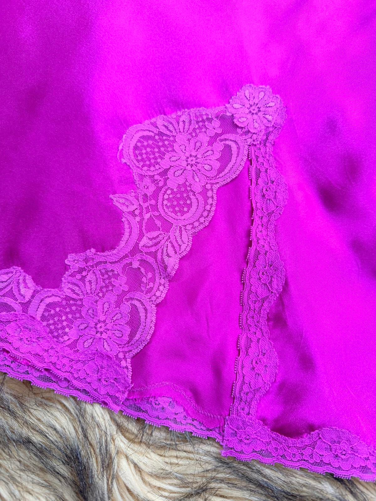Satin Slip Dress babydoll by Lazenza Vintage Y2K with Lace Detail Pink size M 12