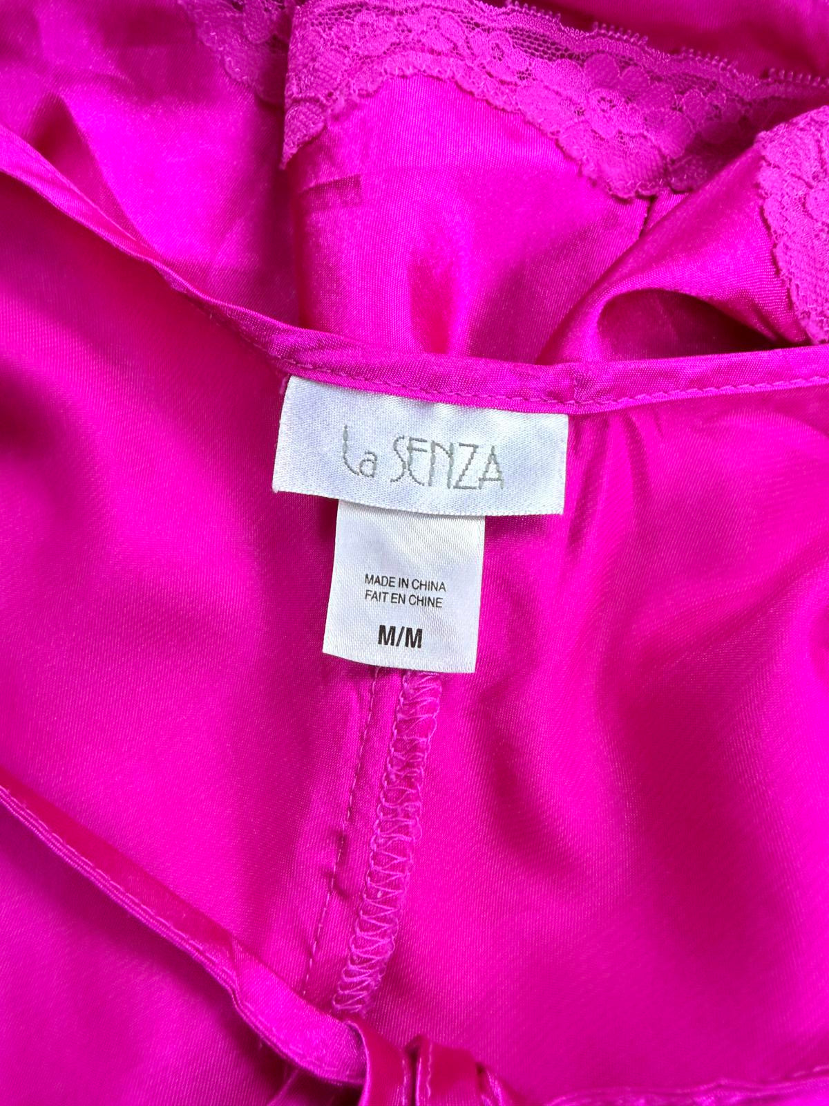 Satin Slip Dress babydoll by Lazenza Vintage Y2K with Lace Detail Pink size M 12