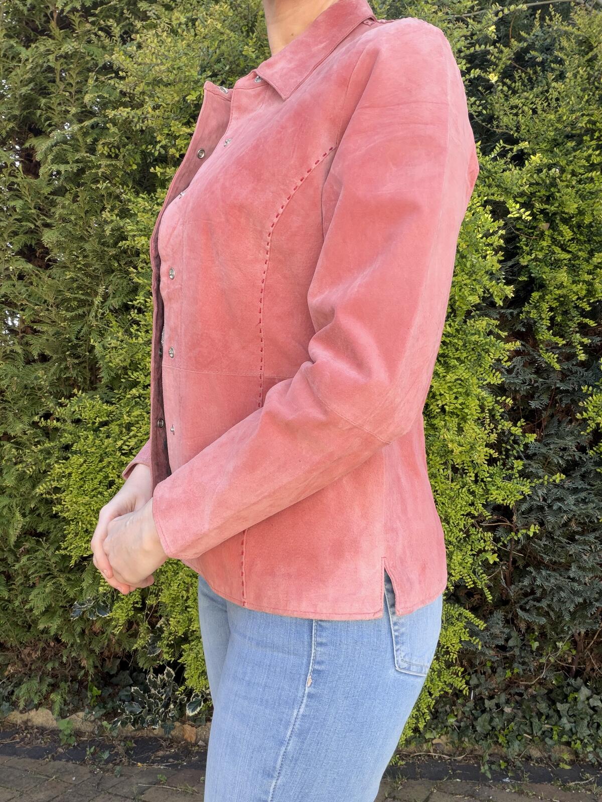 Vintage Y2K Western Jacket by Pink Suede Button Up CowBoy Festival coat Size 10