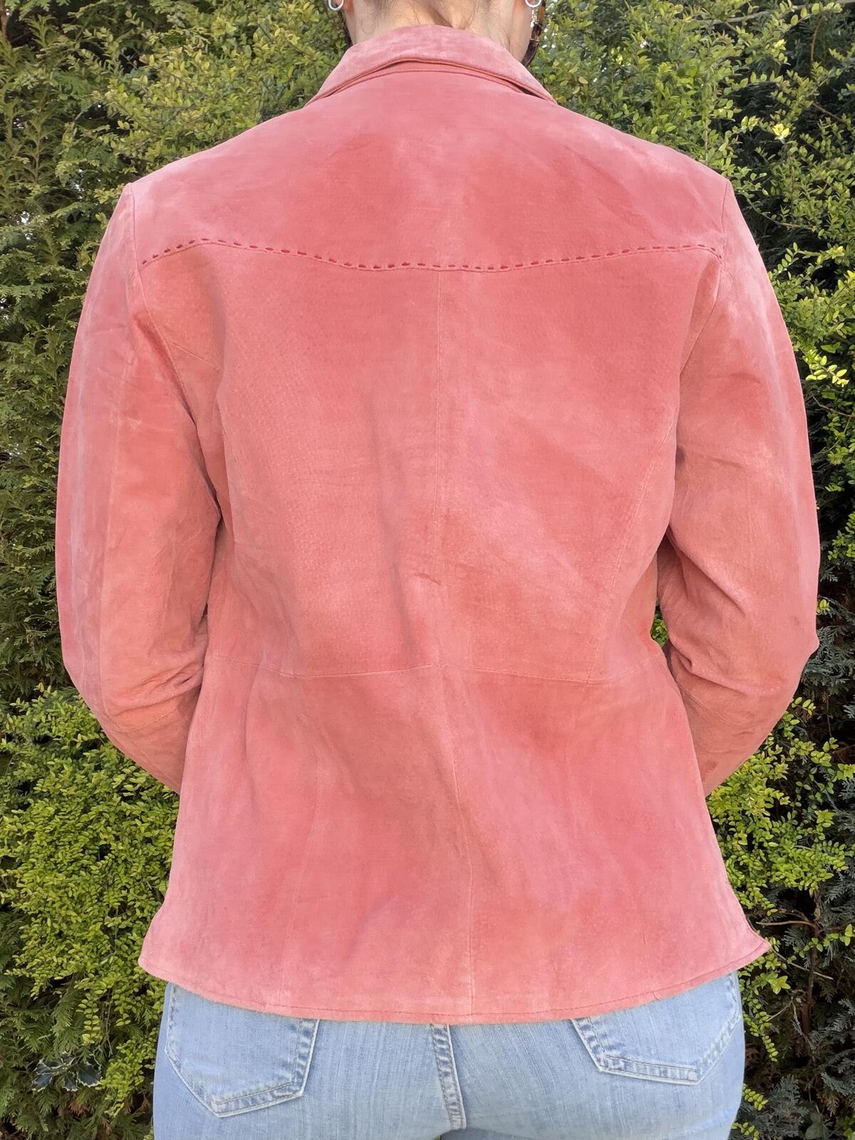 Vintage Y2K Western Jacket by Pink Suede Button Up CowBoy Festival coat Size 10