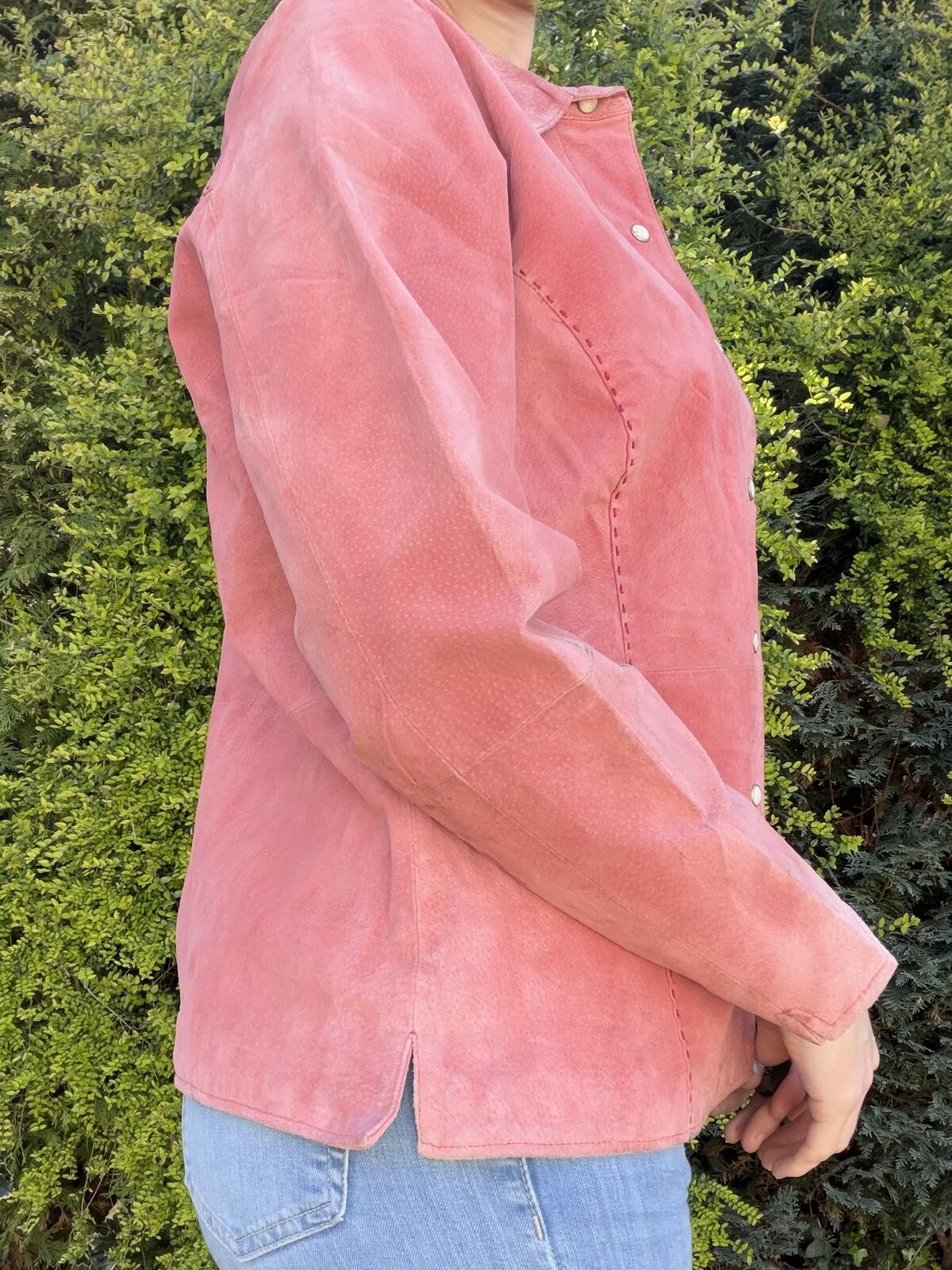 Vintage Y2K Western Jacket by Pink Suede Button Up CowBoy Festival coat Size 10