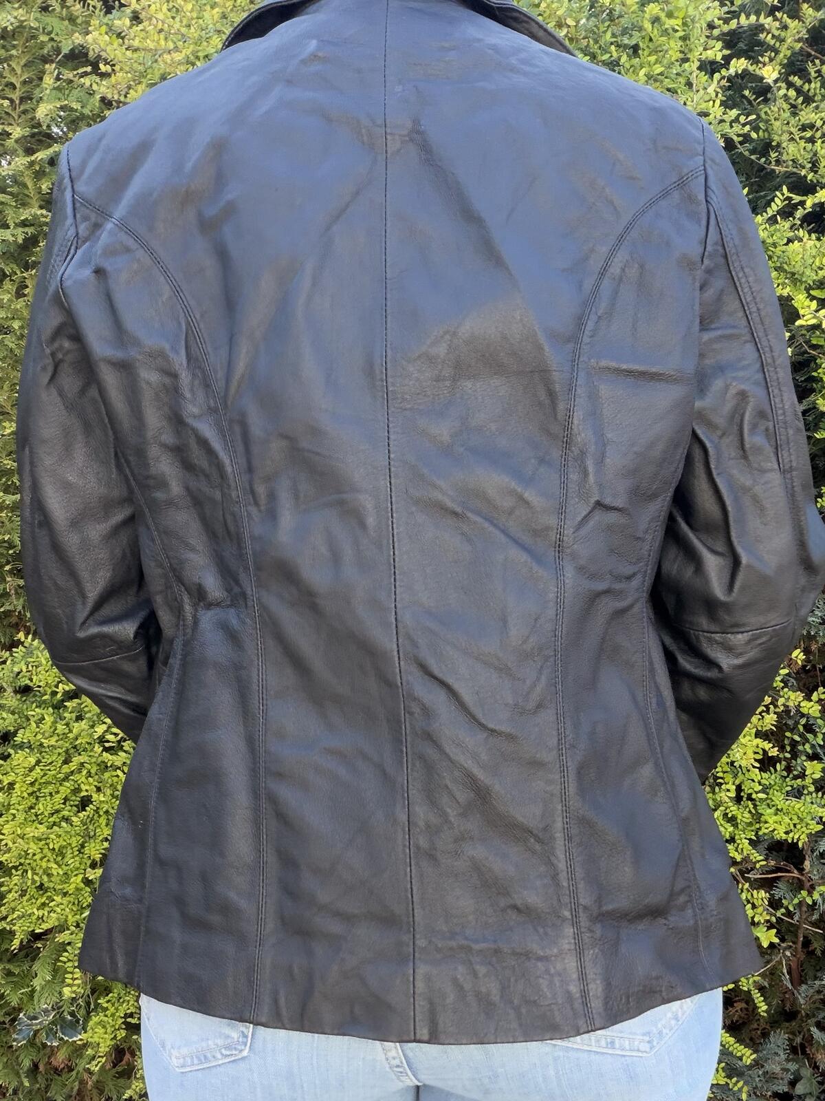 Black Leather Jacket with Zip Closure by Worthington Biker Festival coat size 16