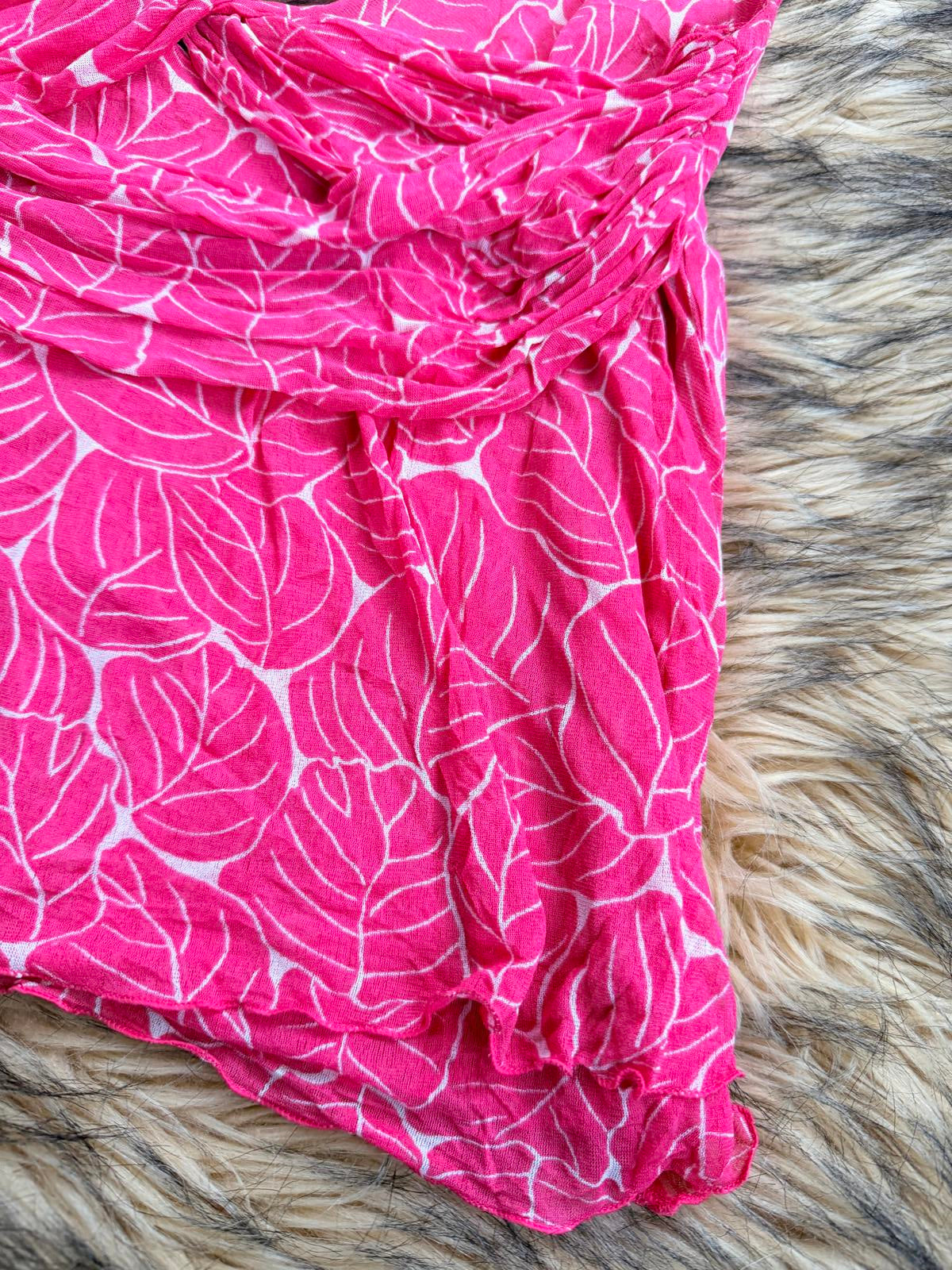 vintage Y2K cami top by Diane Von Furstenberg Pink Leaf Print Silk size M 10 12