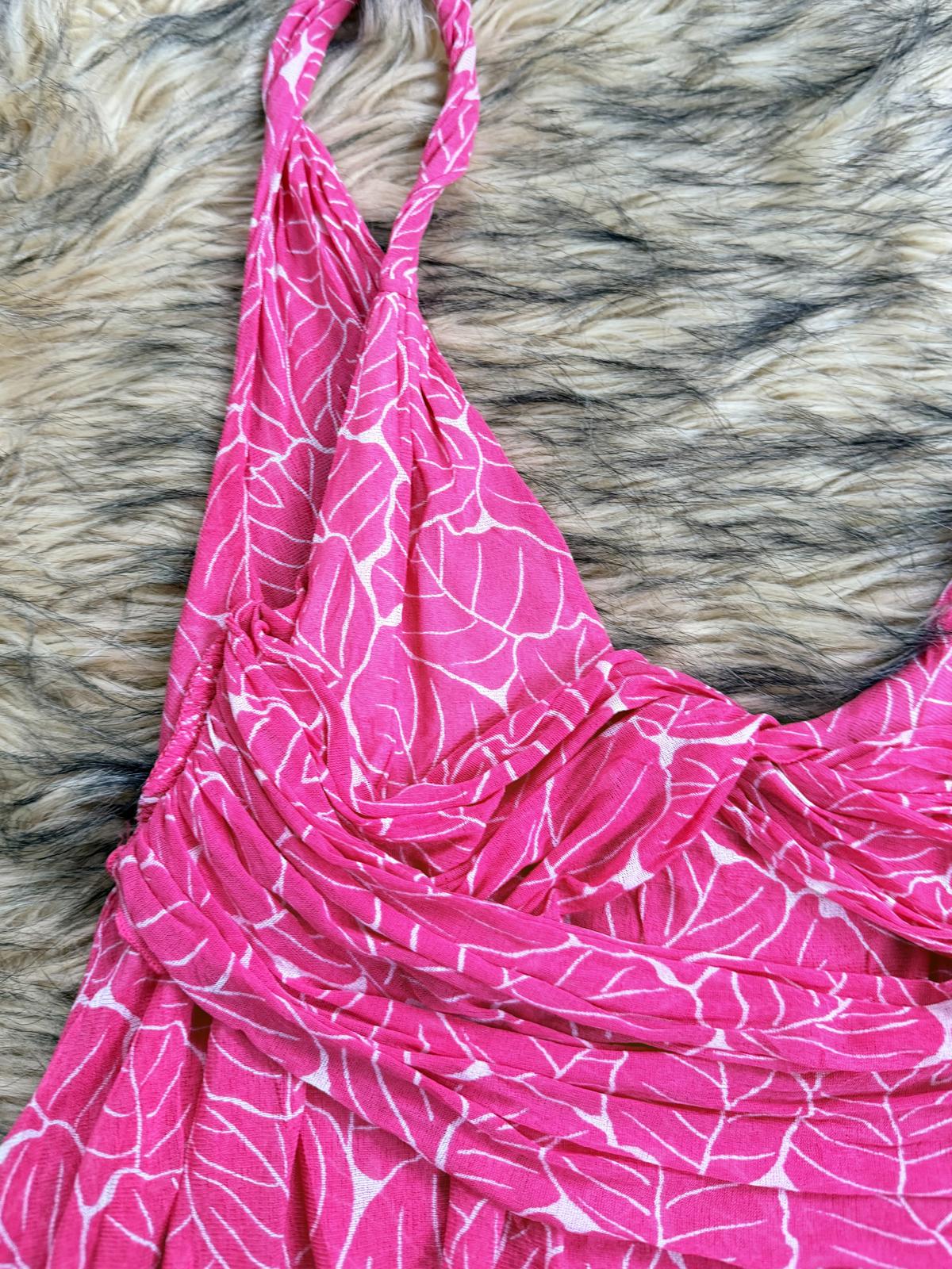 vintage Y2K cami top by Diane Von Furstenberg Pink Leaf Print Silk size M 10 12