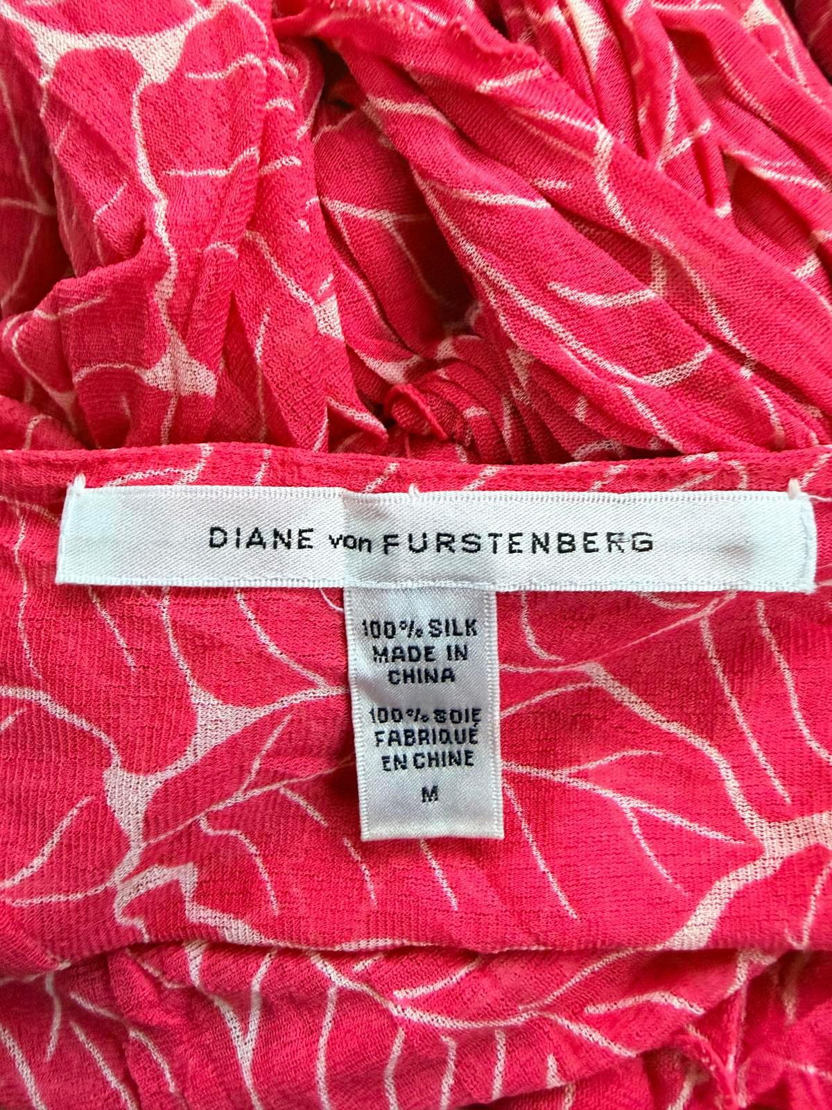 vintage Y2K cami top by Diane Von Furstenberg Pink Leaf Print Silk size M 10 12