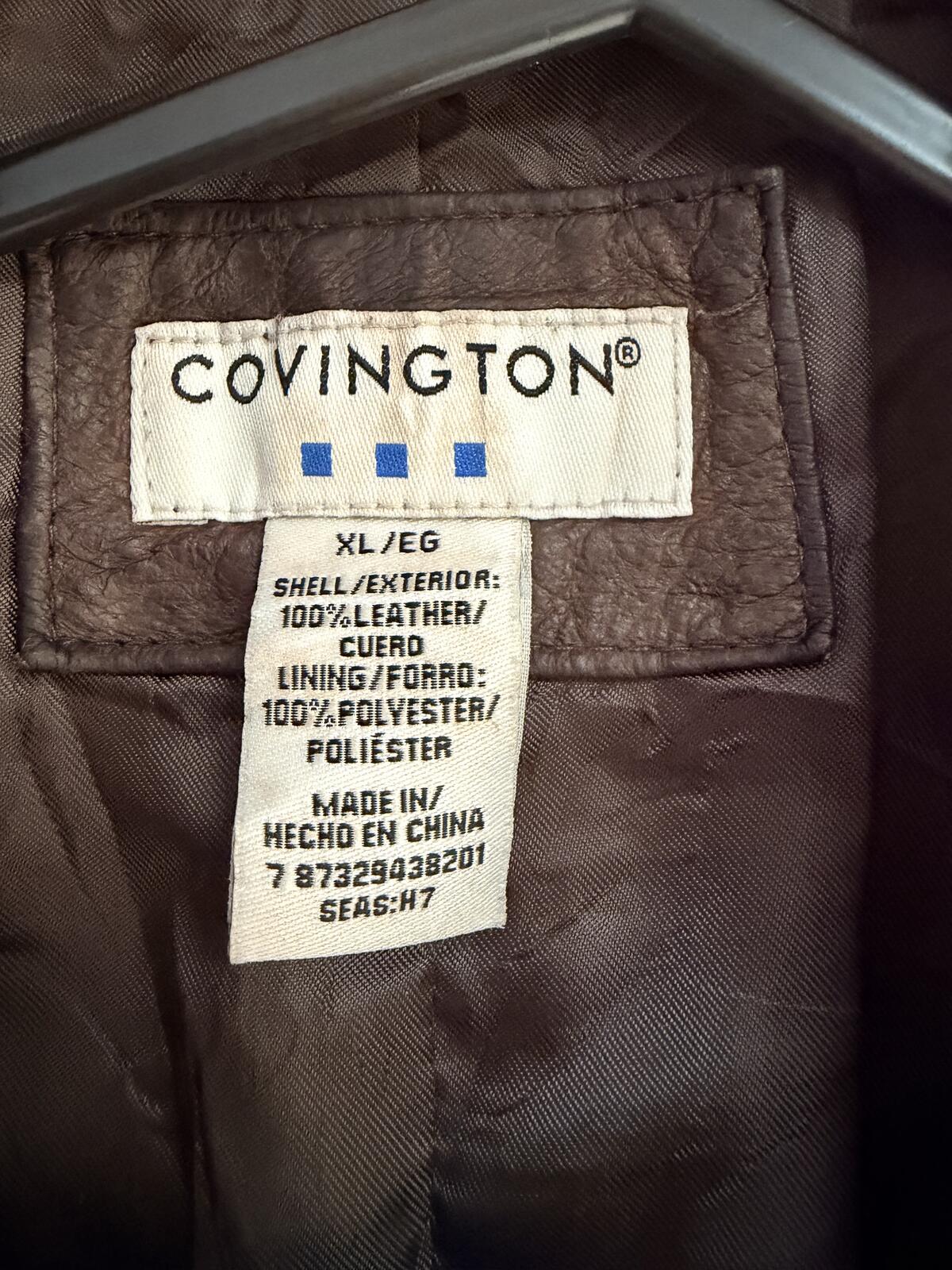 Brown Leather Jacket Blazer By Covingtion Size XL 16 to 18