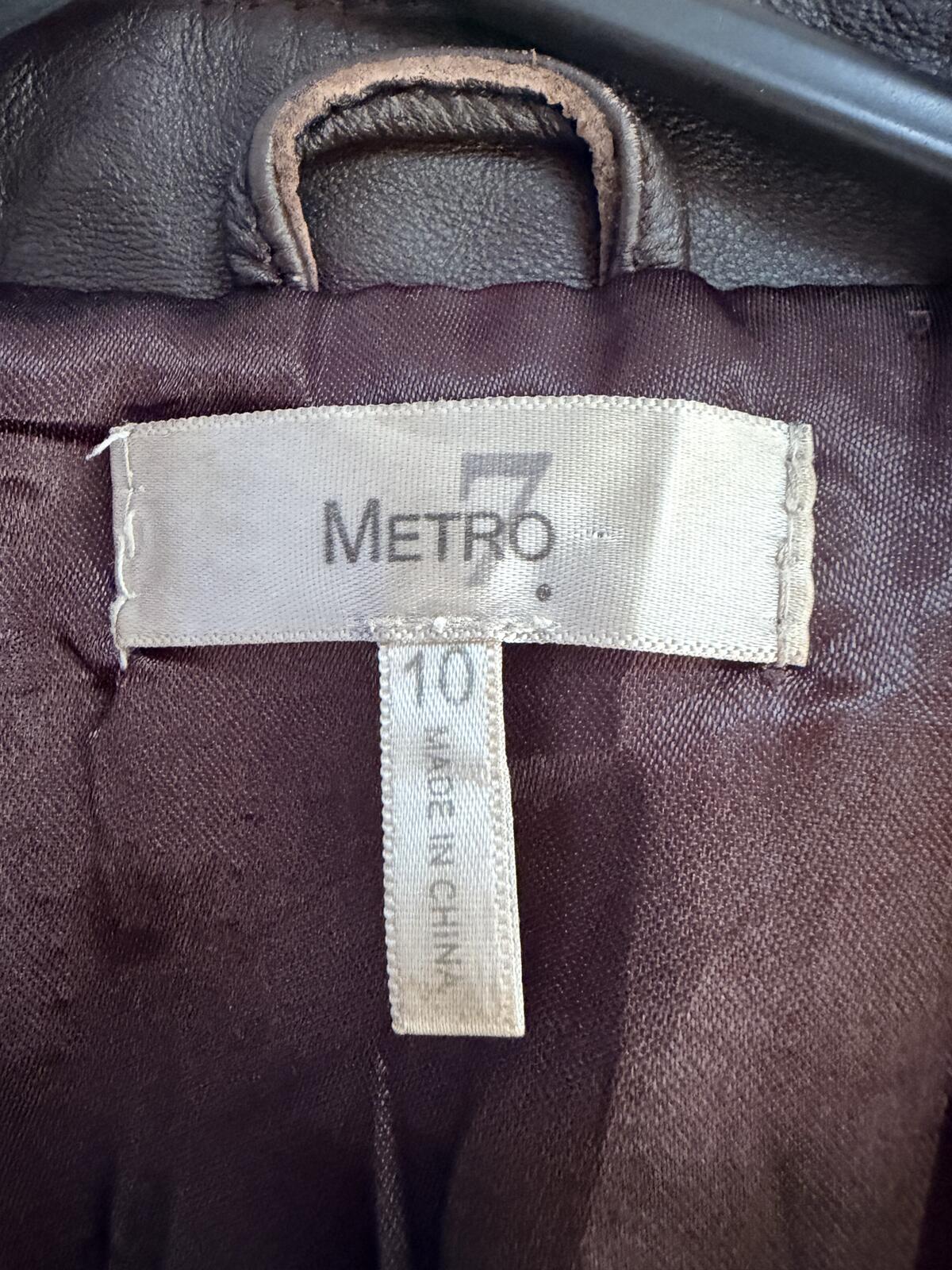 Brown Real Leather Jacket Blazer Size 10 By Metro 7 Tailored Fit