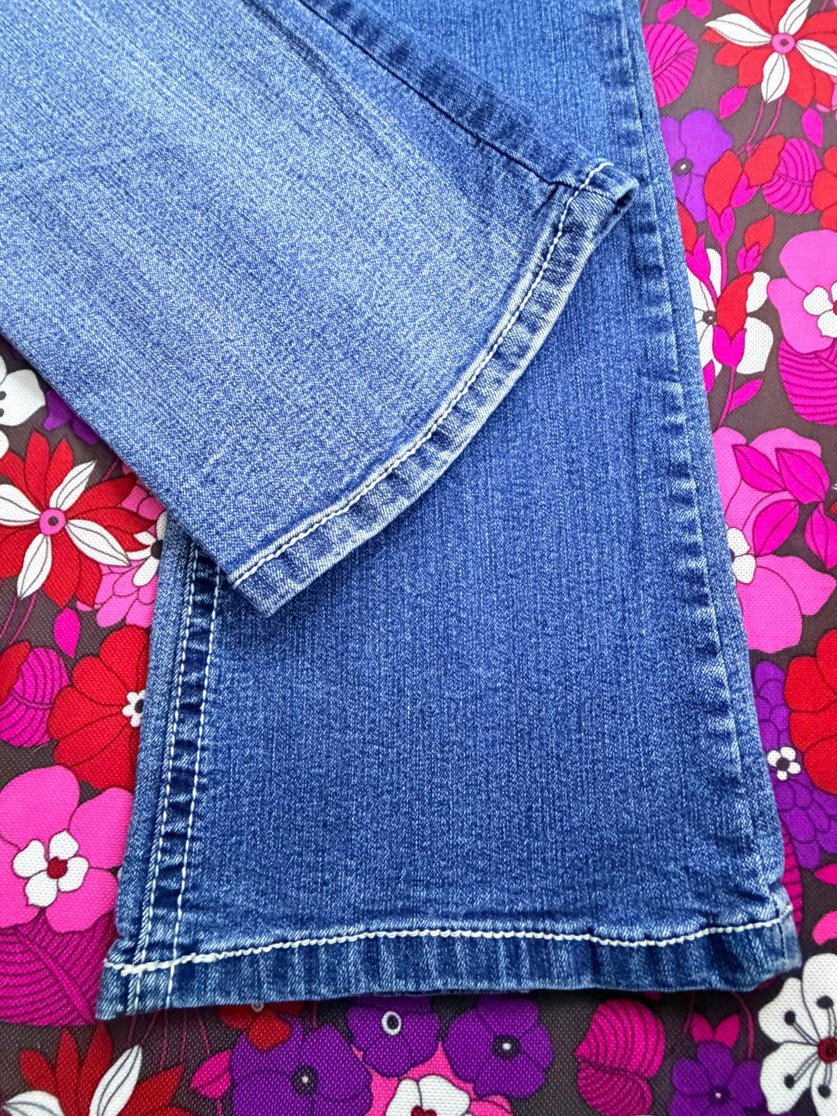 Vintage Y2K WILDFLOWER Jeans Blue Bootcut with Embroidered Pockets 12 W30 L32