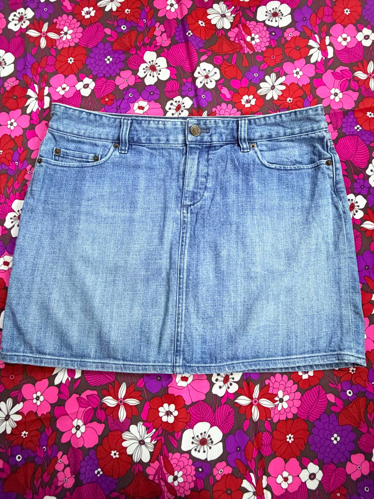 Blue Denim Mini Skirt by J.Crew size 16 stretch fit short summer skirt