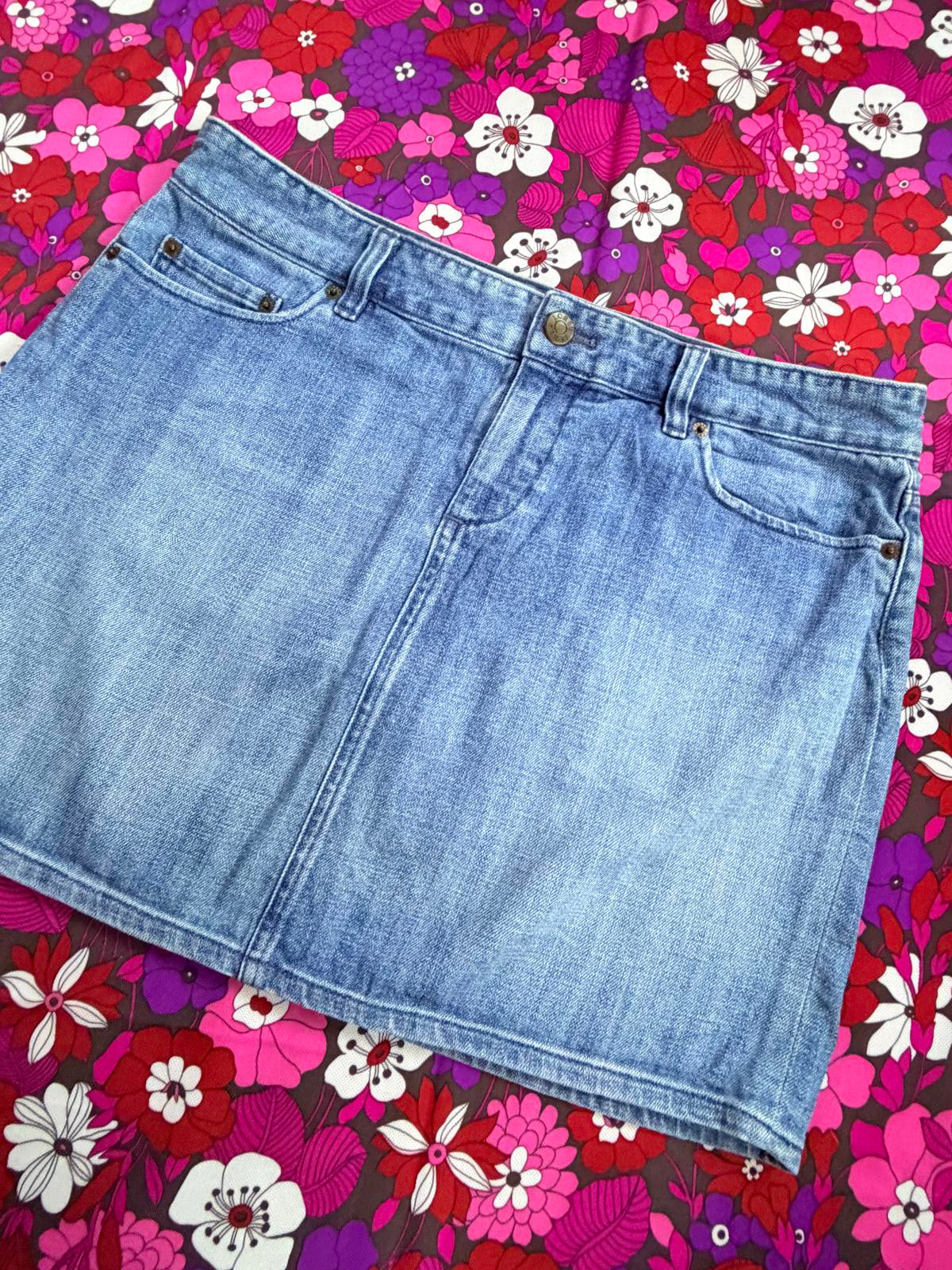 Blue Denim Mini Skirt by J.Crew size 16 stretch fit short summer skirt
