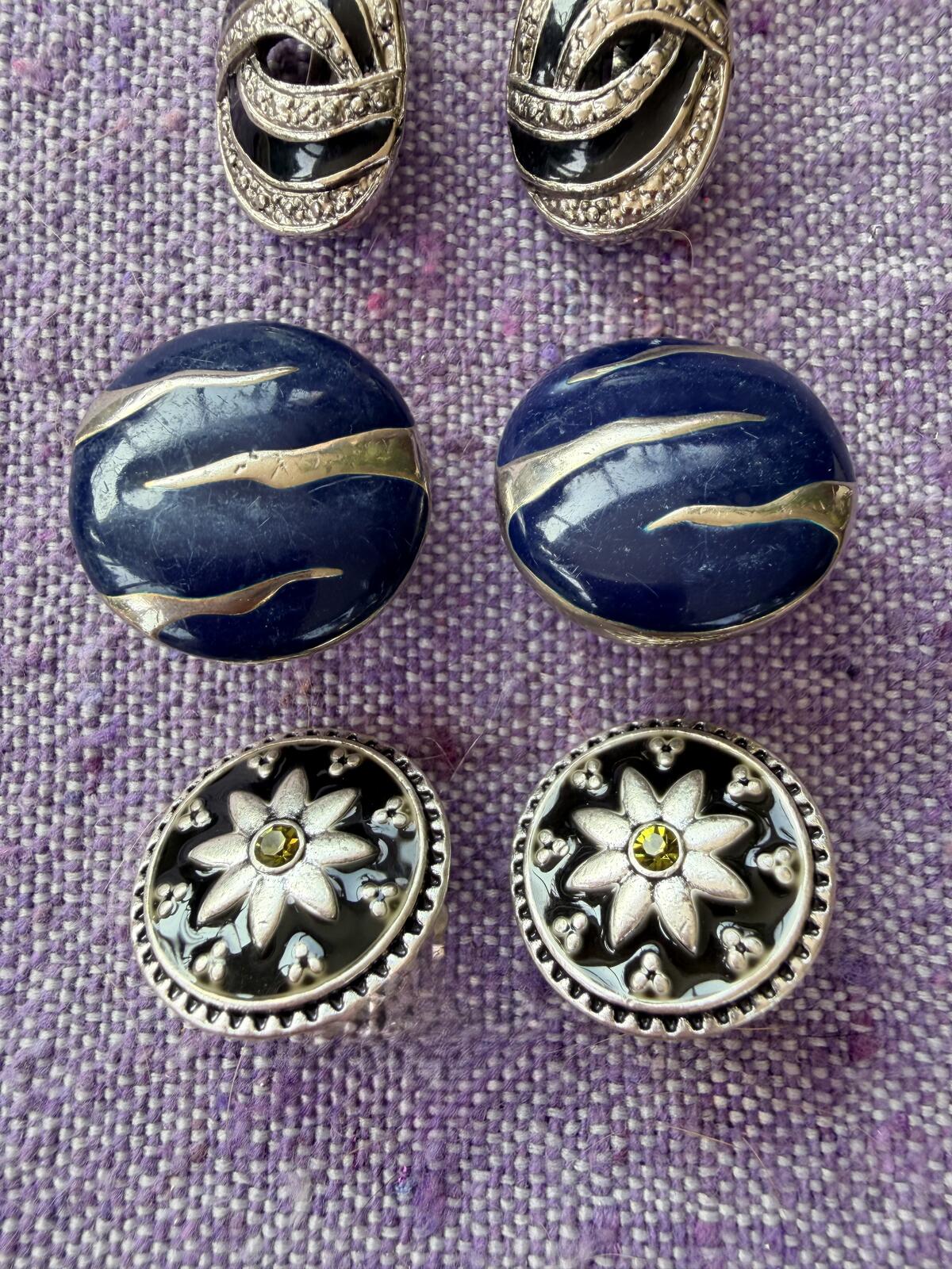 Vintage Clip On Earrings Set of 4 1980s chunky Jewellery Bundle