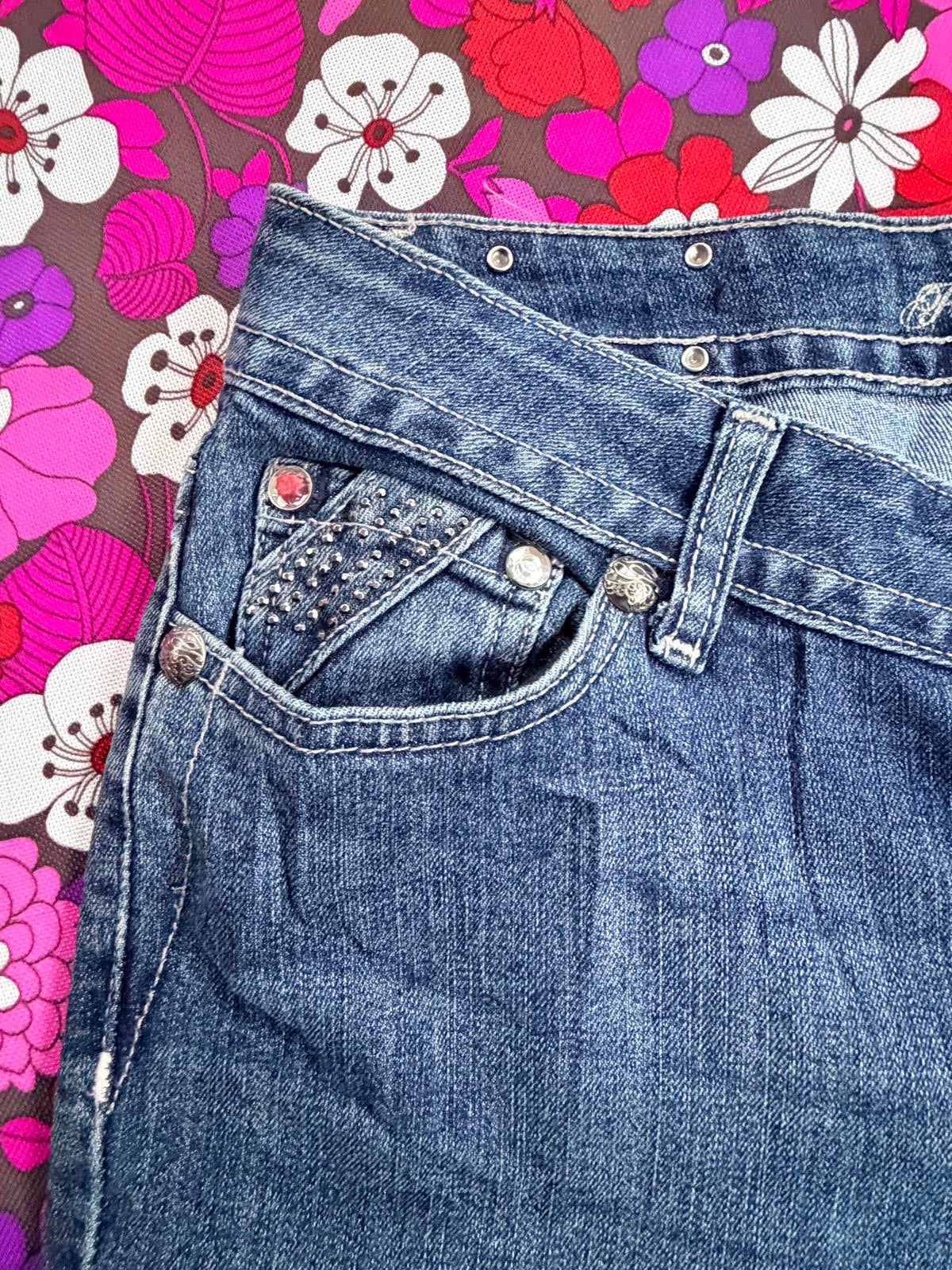 Vintage Y2k straight leg Jeans with Studded Pocket Detail petite size 14 W32 L28