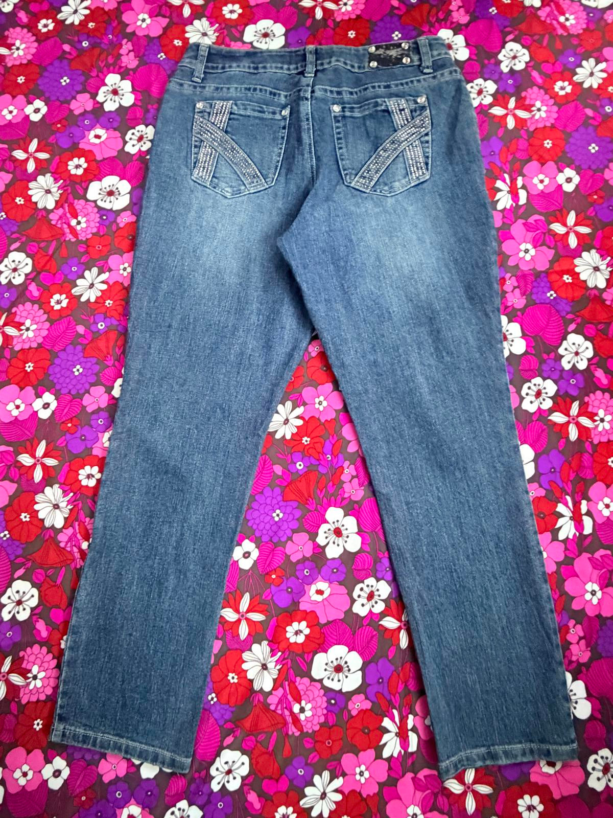 Vintage Y2k straight leg Jeans with Studded Pocket Detail petite size 14 W32 L28