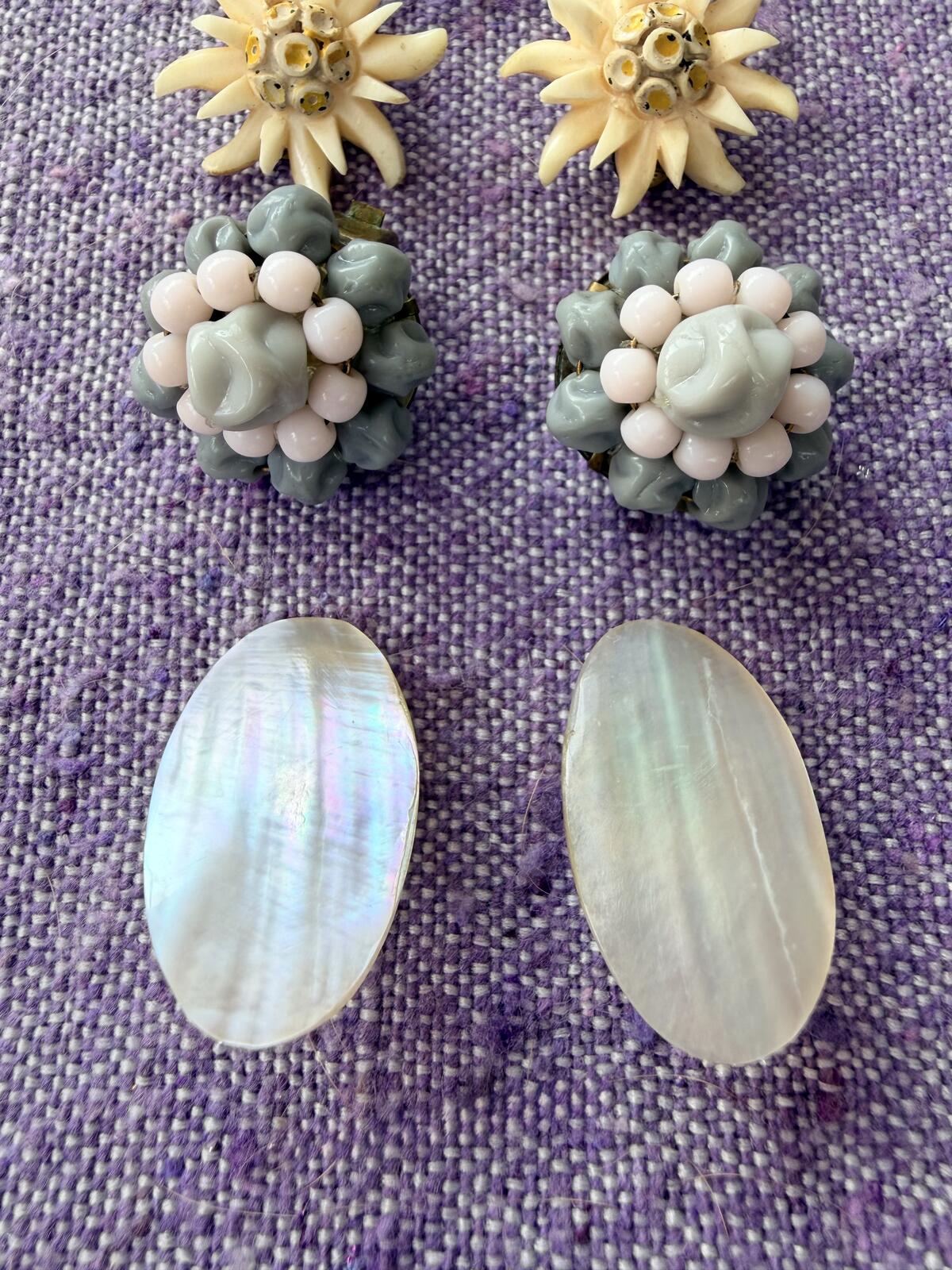 Vintage Clip On Earrings Set of 4 Whimsical Jewellery Bundle