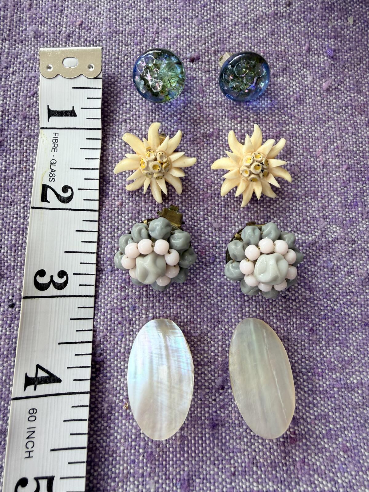 Vintage Clip On Earrings Set of 4 Whimsical Jewellery Bundle