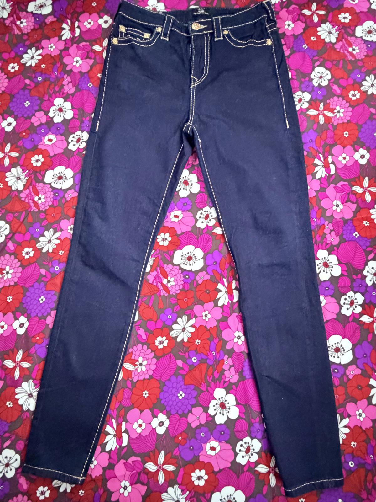 True Religion Halle jeans high rise super skinny dark blue Y2K size 10 W28 L 29
