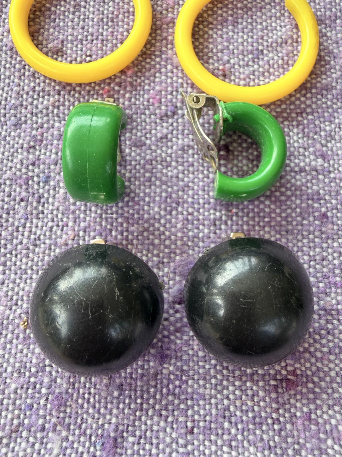 Vintage 1960s Earrings Clip on Hoop and Stud Style Retro Jewellery Bundle