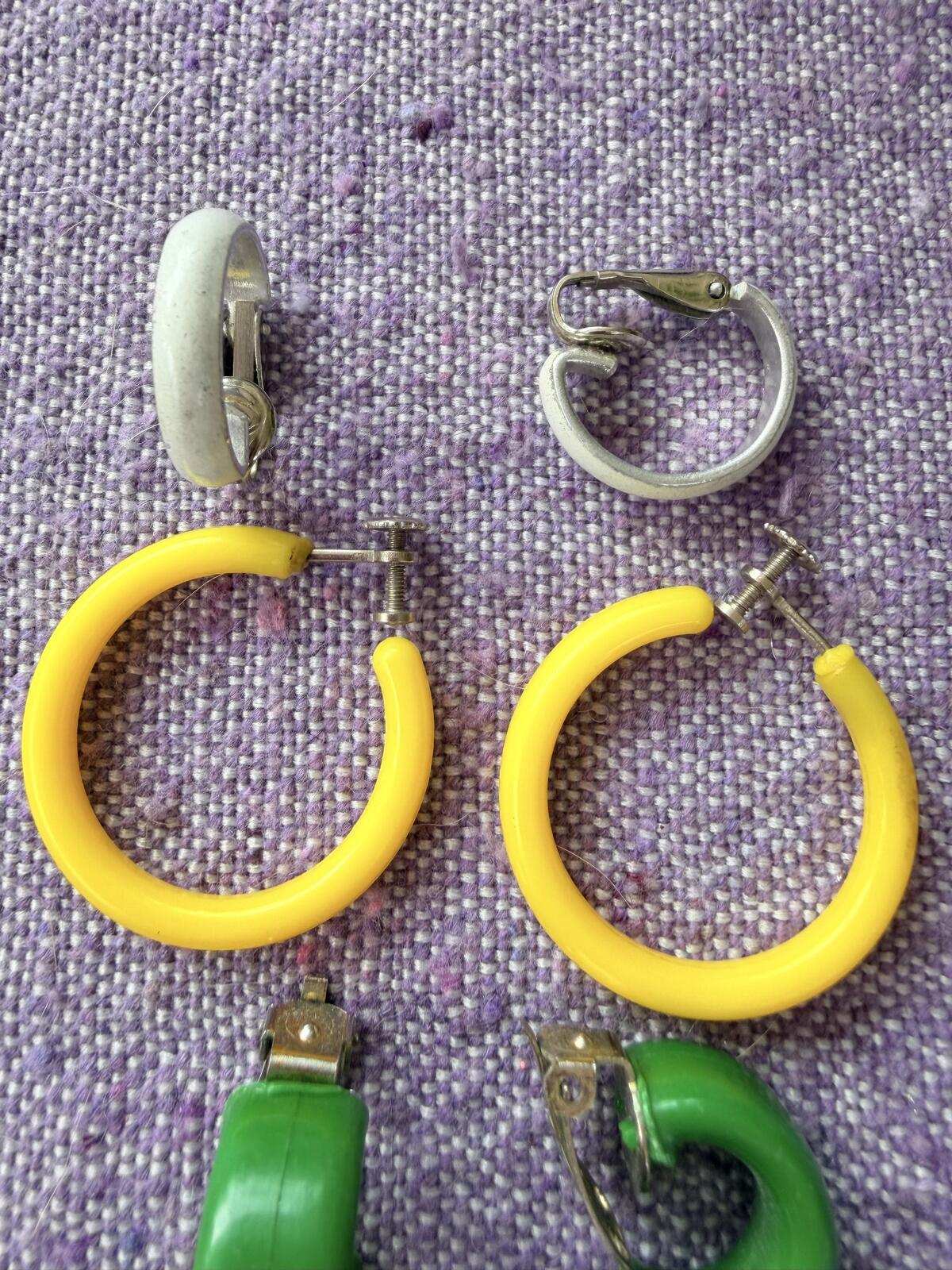 Vintage 1960s Earrings Clip on Hoop and Stud Style Retro Jewellery Bundle