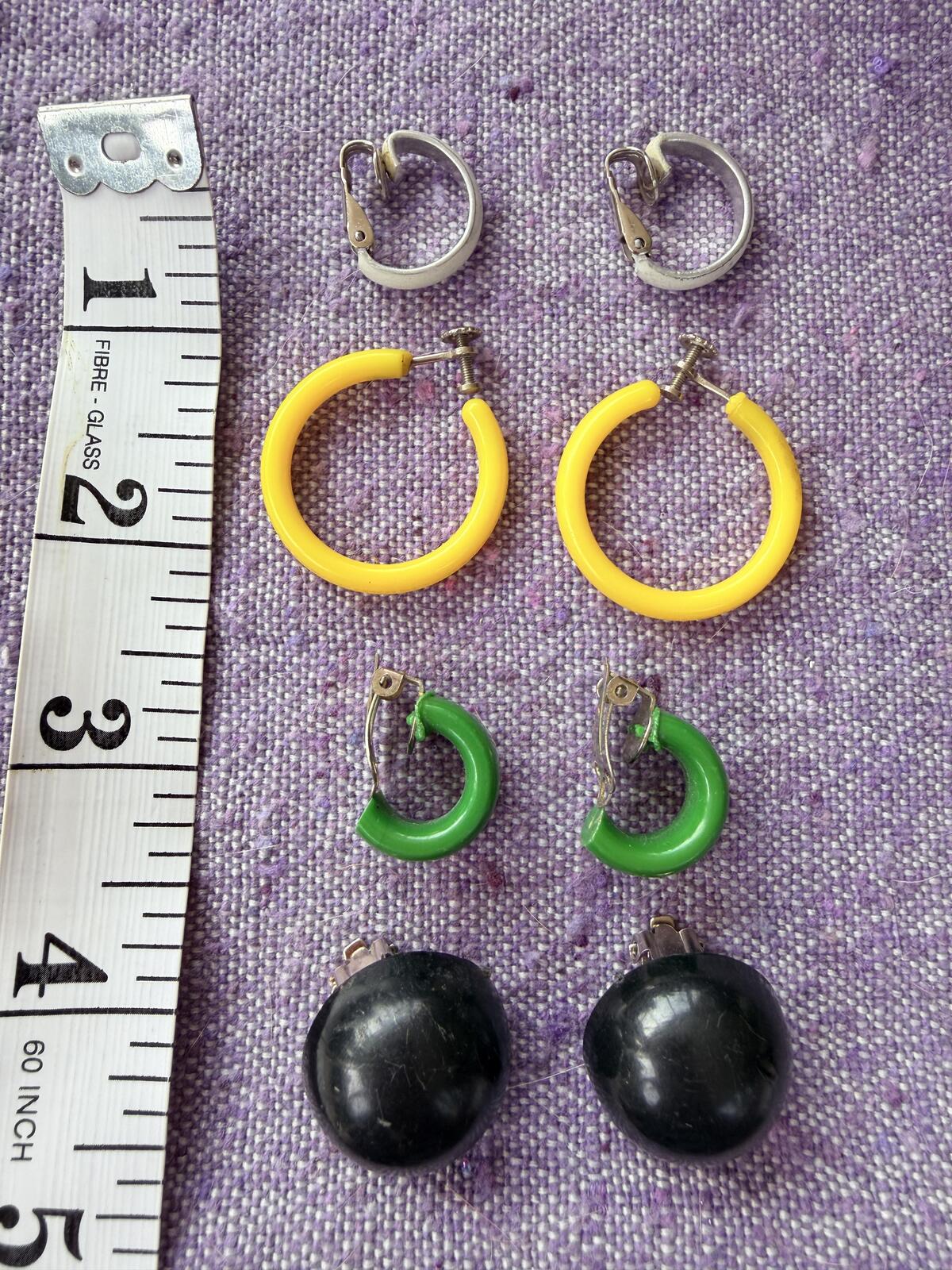 Vintage 1960s Earrings Clip on Hoop and Stud Style Retro Jewellery Bundle