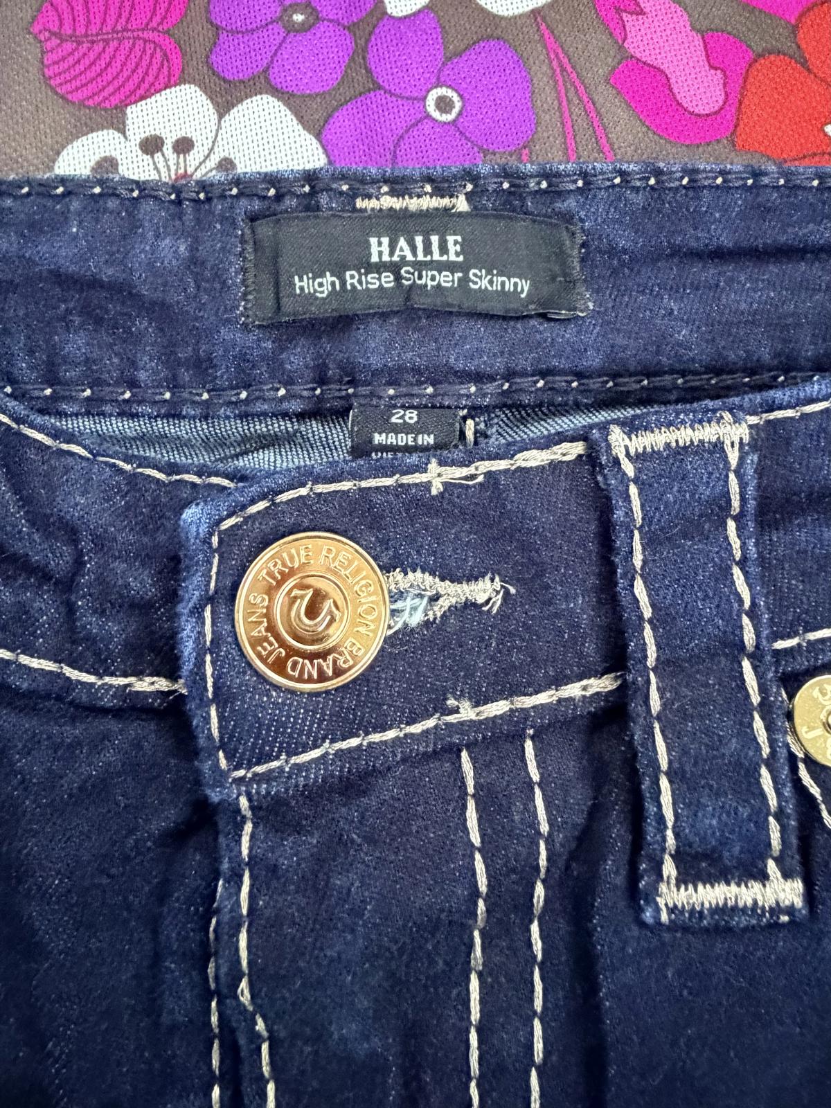 True Religion Halle jeans high rise super skinny dark blue Y2K size 10 W28 L 29