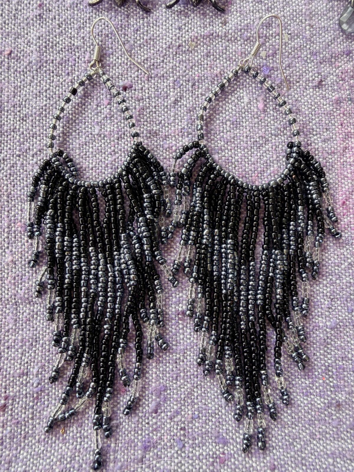 Bundle of Dangle Earrings Set of 4 Pairs of Black and Silver Gothic Jewellery