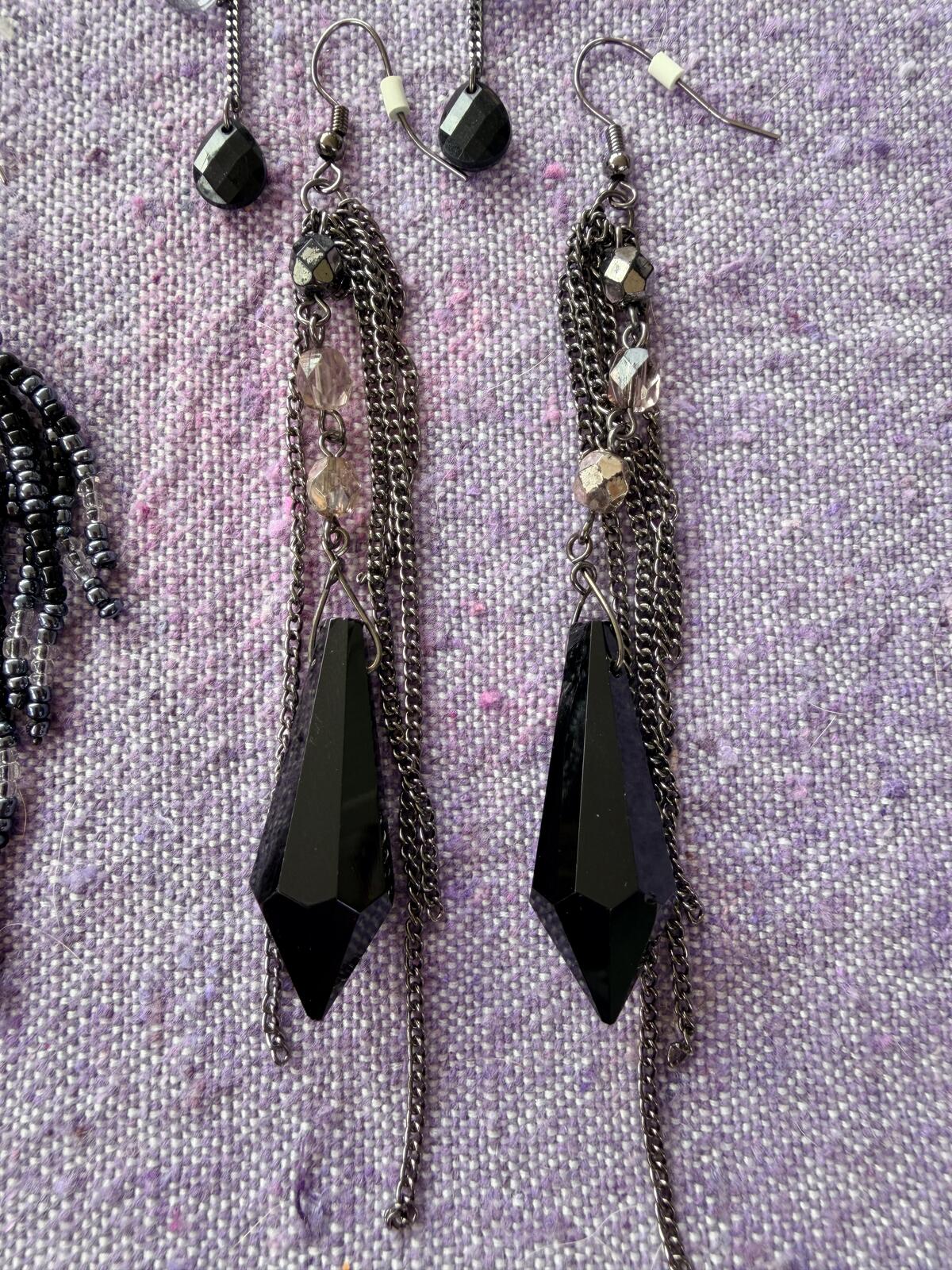 Bundle of Dangle Earrings Set of 4 Pairs of Black and Silver Gothic Jewellery