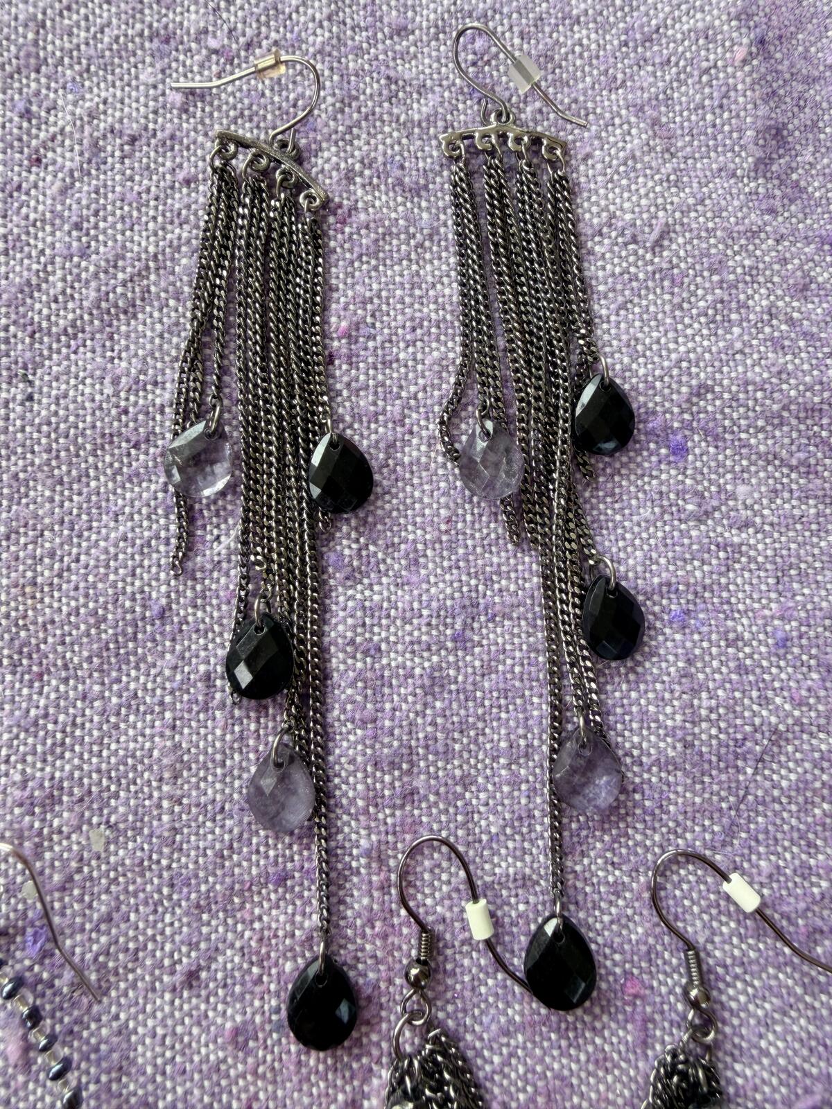 Bundle of Dangle Earrings Set of 4 Pairs of Black and Silver Gothic Jewellery