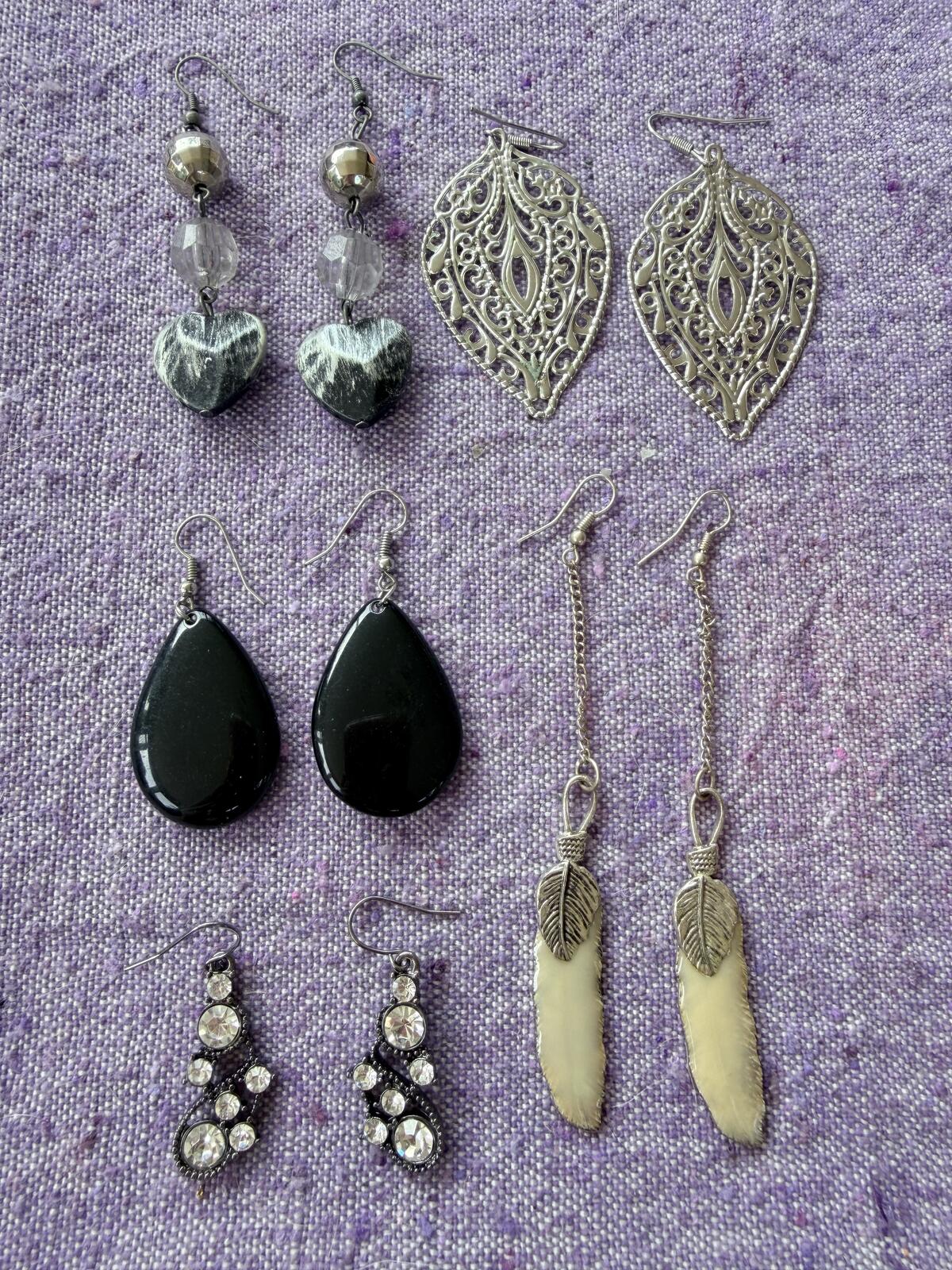 Set of 5 Pairs of Mixed Style Earrings Hippie Boho Festival Bundle