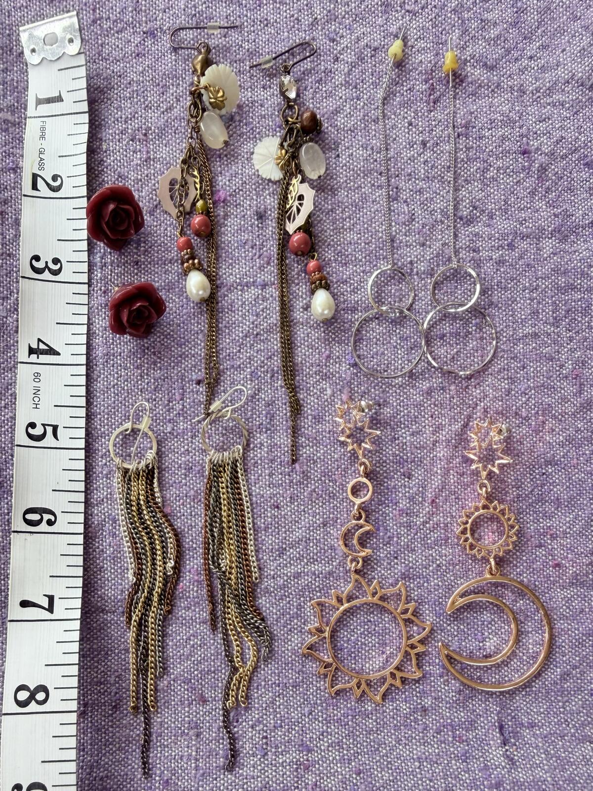 Bundle of Dangly Earrings Set of 5 Pairs of Mixed Style Earrings