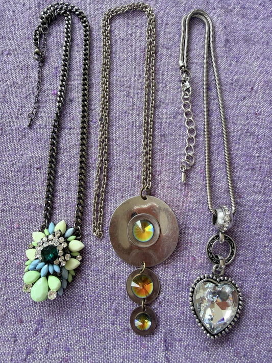Set of Three Vintage Necklaces with Decorative Pendants Jewellery Bundle