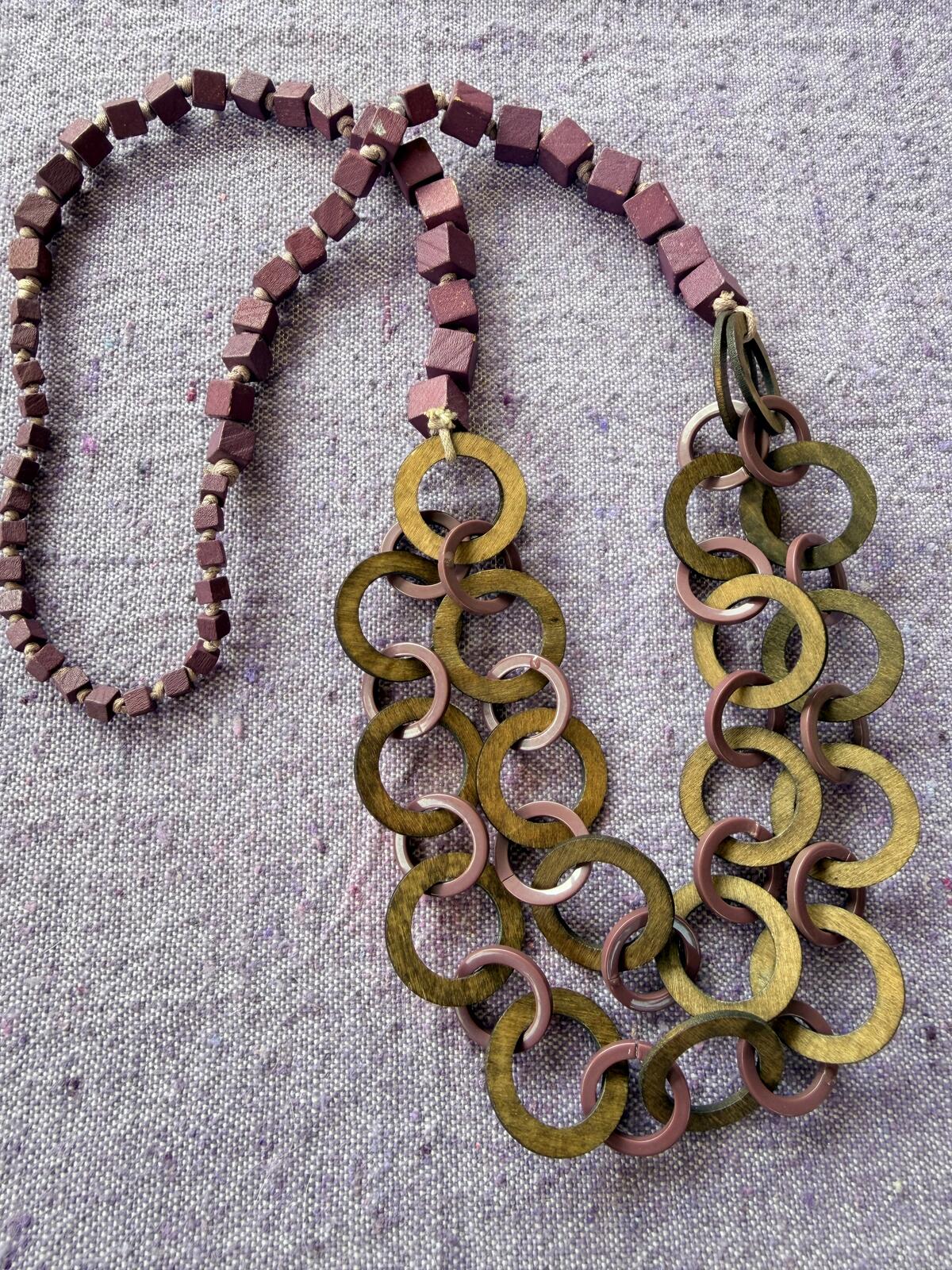 Vintage Wooded Necklace set Boho Hippie Festival Necklaces and Choker Set